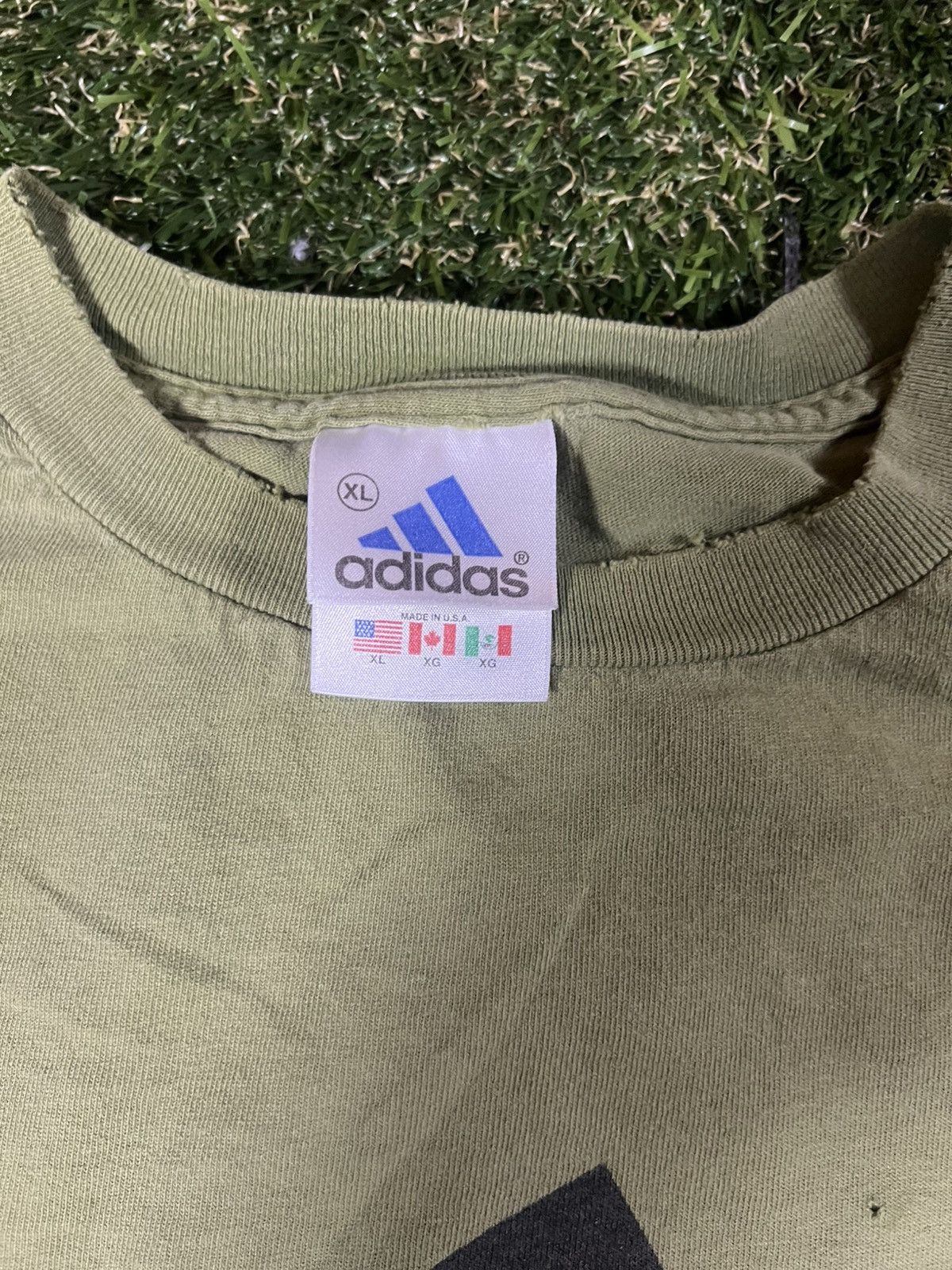 Adidas Vintage Y2K Distressed Olive Green Baggy Adidas Sports Tee Size US XL / EU 56 / 4 - 4 Thumbnail