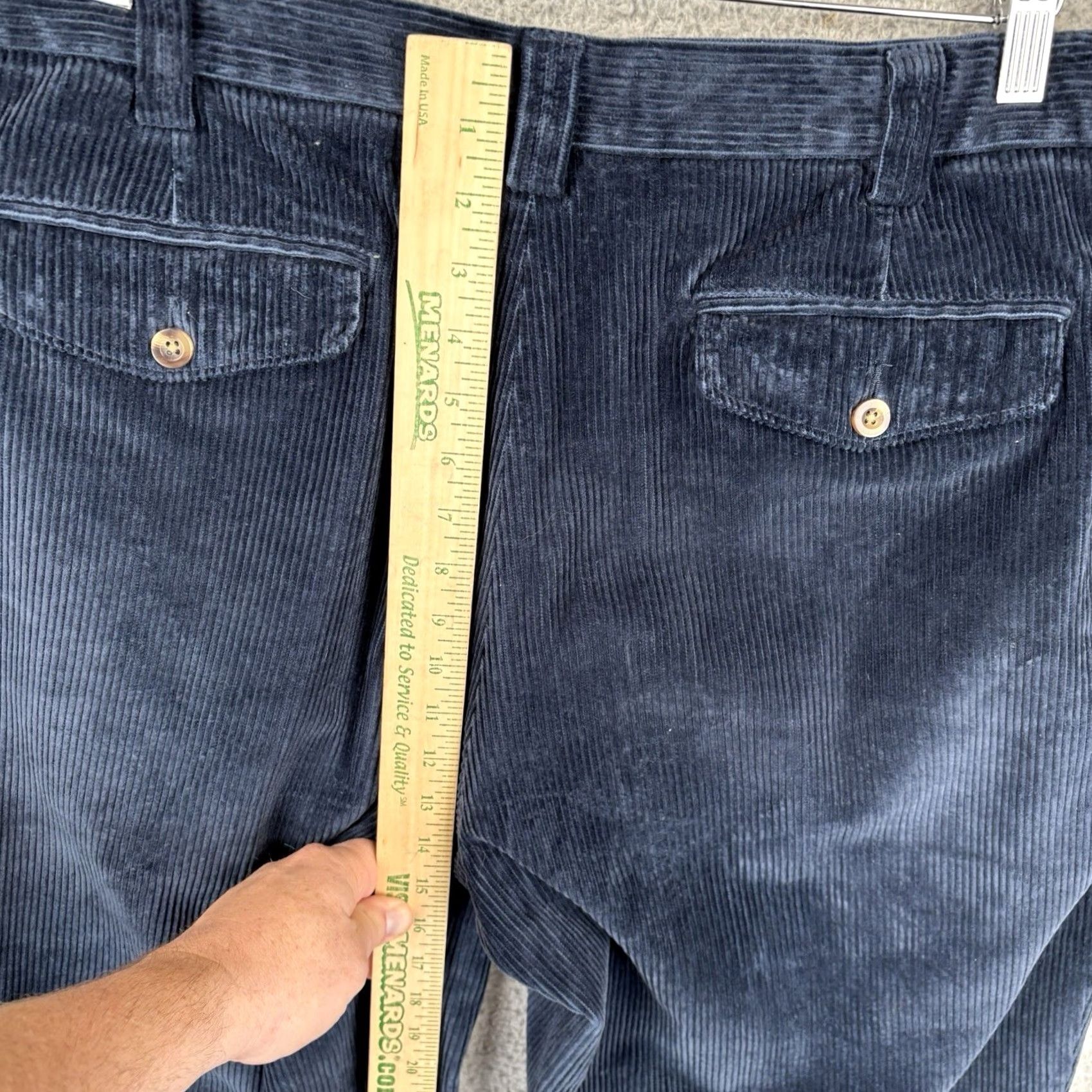 Vintage L.L.Bean Pants Mens 40x32 Navy Cotton Heavy Corduroy Comfort Waist Straight Leg Chino Casual Winter Fall Spring Mens Regular Blue 40 Size US 40 / EU 56 - 4 Thumbnail