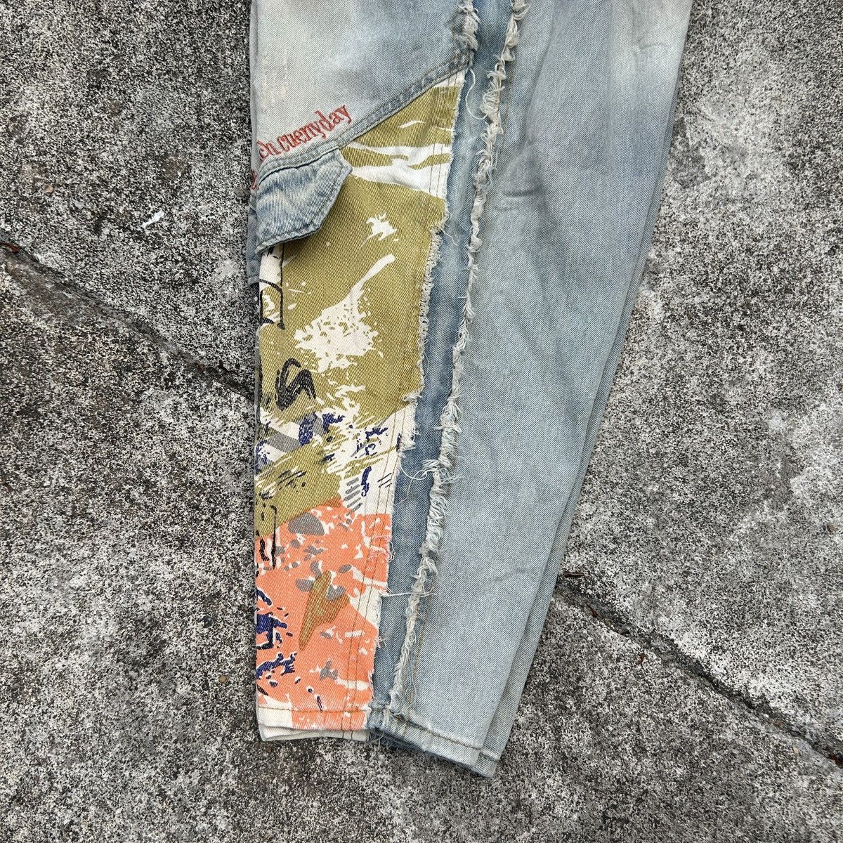 Japanese Brand Loose Jeans Patchwork Paint Style *kapital Stlye Size US 27 - 11 Thumbnail