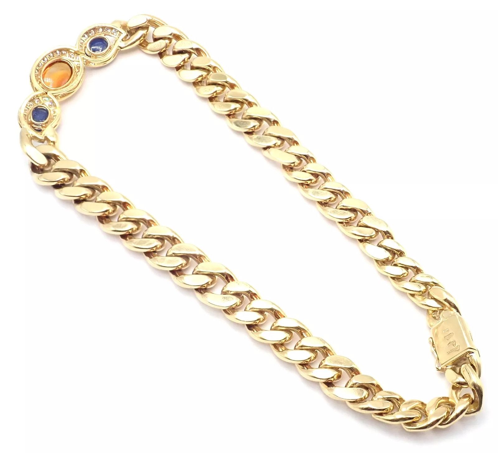 Other Bulgar 18k Gold Diamond Citrine Sapphire Link Necklace Paper Size ONE SIZE - 9 Thumbnail