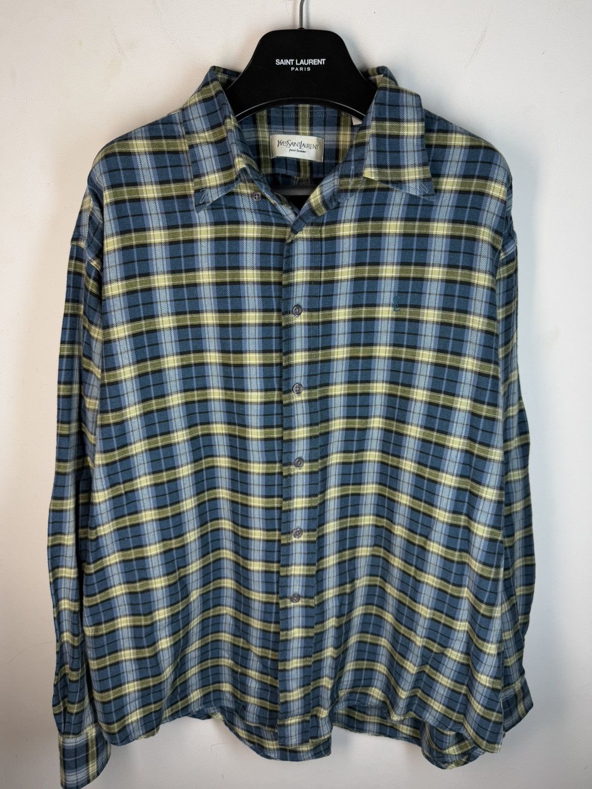 Yves Saint Laurent YSL Shirt Check Plaid Flannel Vintage Yves Saint Laurent Size US XL / EU 56 / 4 - 1 Thumbnail