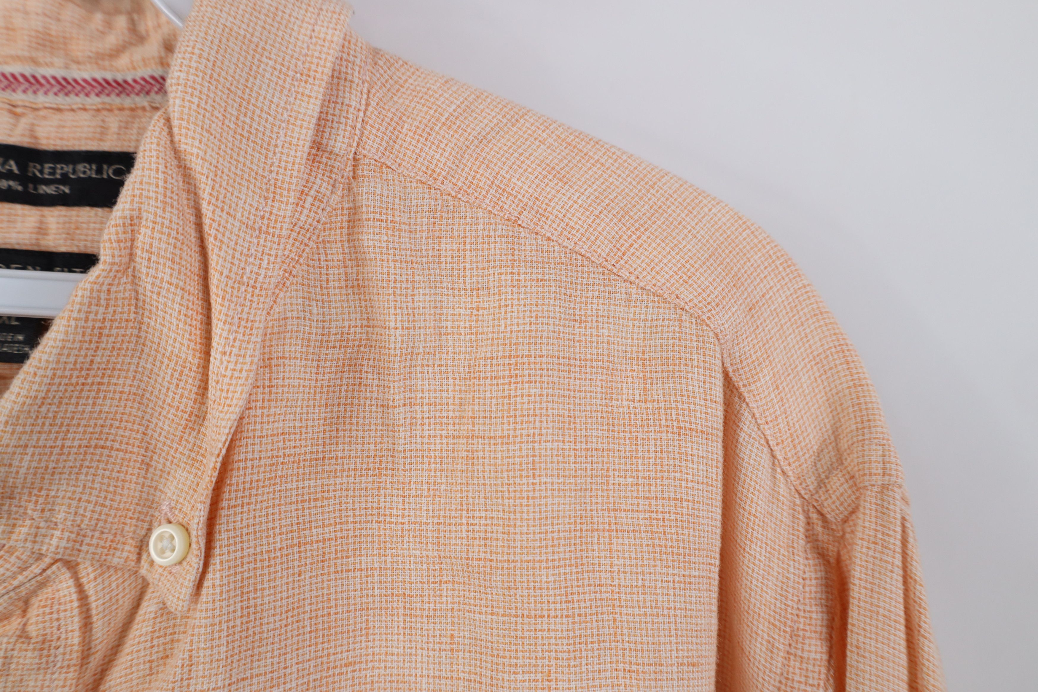 Banana Republic Banana Republic Linen Knit Collared Button Down Shirt Orange Size US XL / EU 56 / 4 - 5 Thumbnail