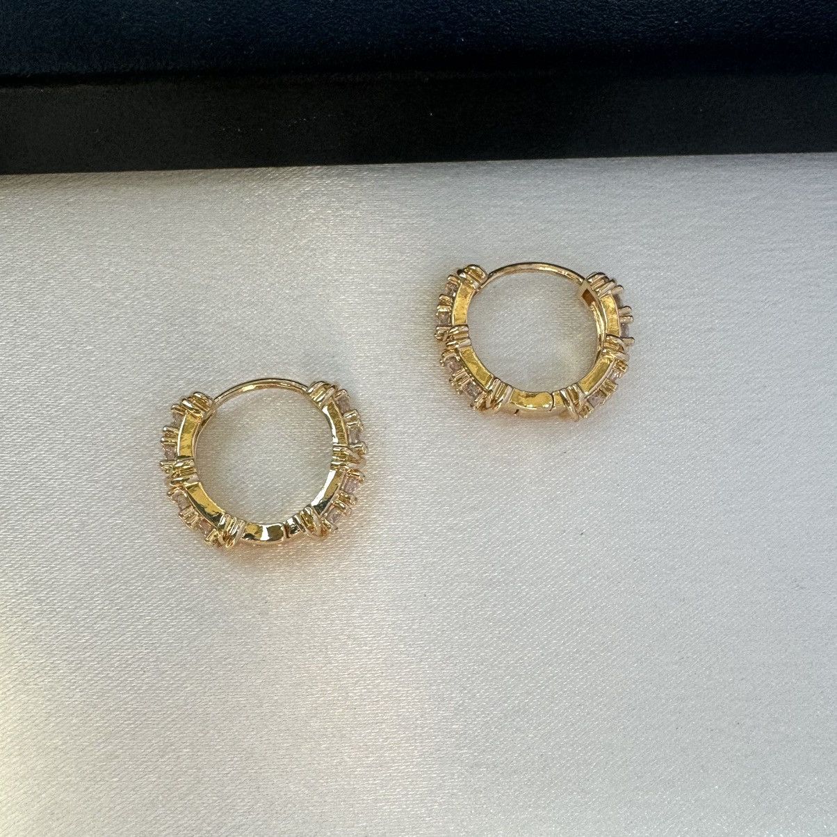 Designer 17mm CZ Small Gold Hoop Earrings for Women Size ONE SIZE - 3 Thumbnail