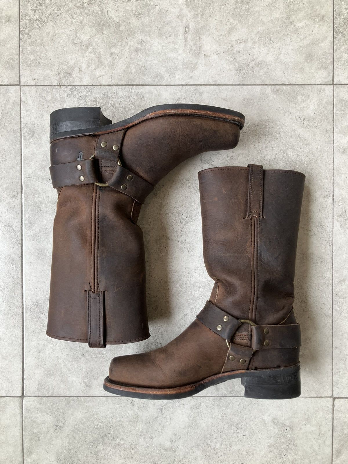 Vintage Frye 12R Harness Boots Brown Leather Square Toe Made in USA Mens 6 D New Vintage boot arrivals in our Sedona shop. Mens Black  main image 4