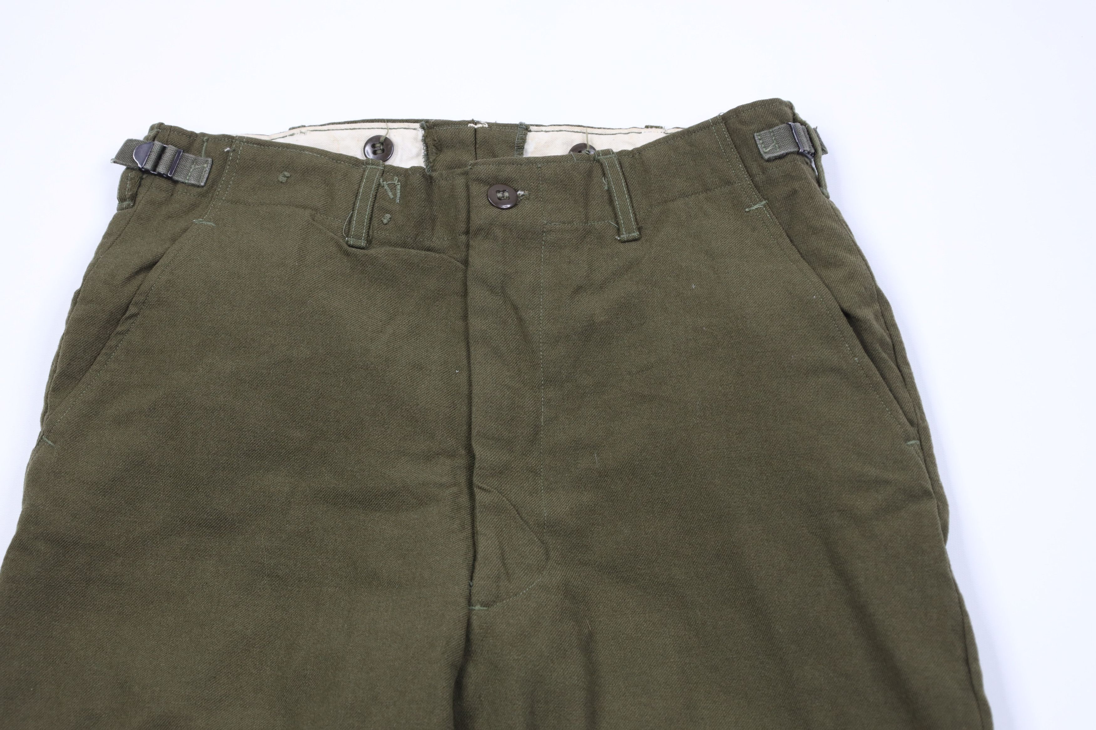 Vintage Vintage 50s Korean War Wool Wide Leg Trousers Pants Green Size US 30 / EU 46 - 2 Thumbnail