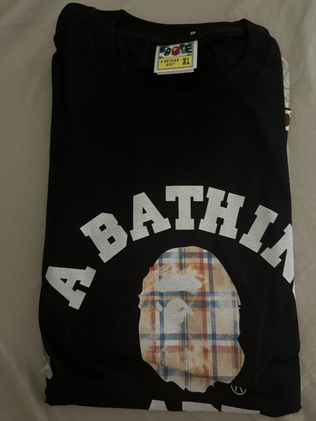 Bape BAPE Check College Tee 'Black Size US XL / EU 56 / 4 - 4 Thumbnail