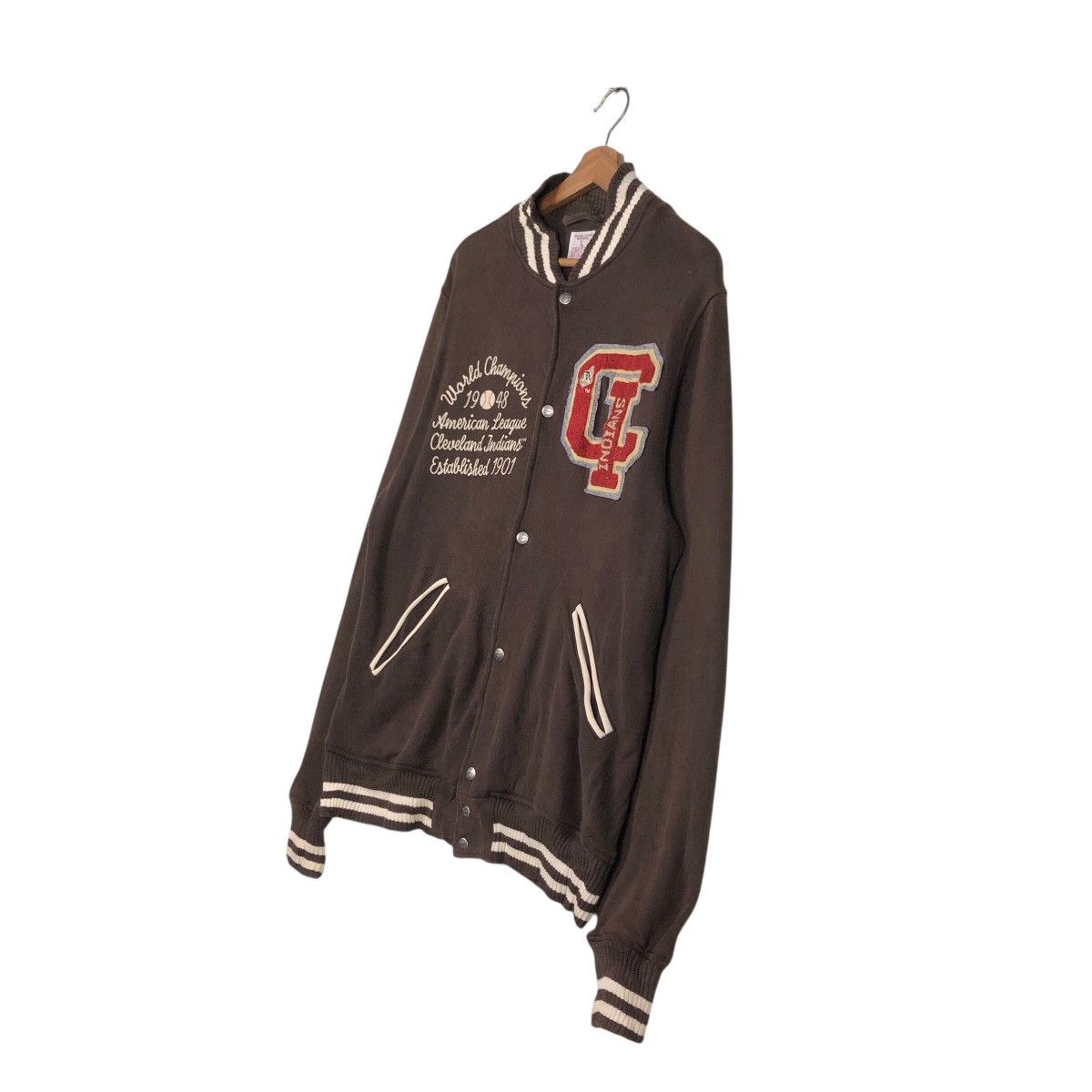 Japanese Brand × MLB × Vintage 📌Vintage Jumper Snap Button Jacket Mlb Indians Big Logo Size US L / EU 52-54 / 3 - 3 Thumbnail