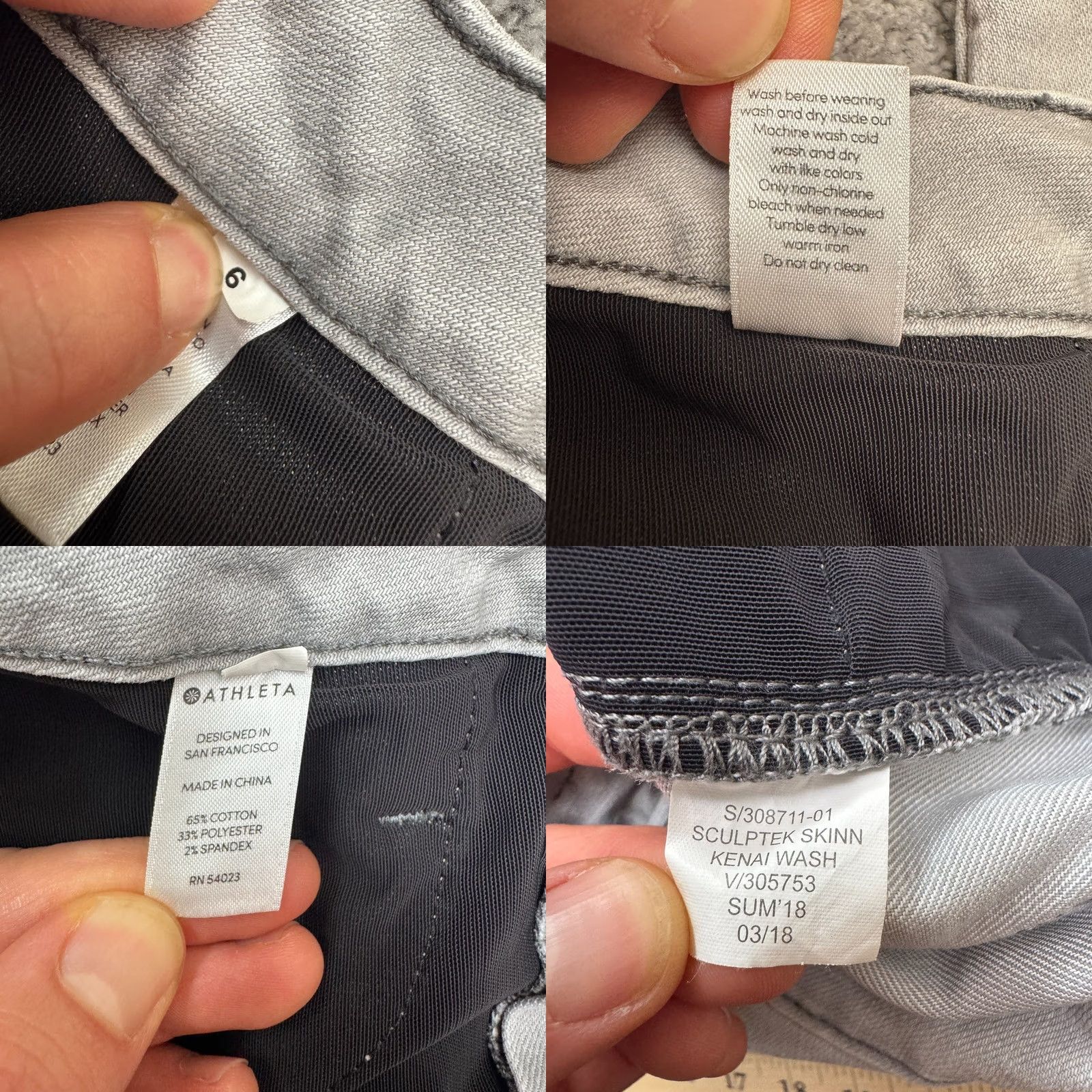 Athleta Athleta Sculptek Jeans Womens 6 Gray Kenai Mint Mid Rise Stretch Denim Skinny Size 28" / US 6 / IT 42 - 8 Thumbnail