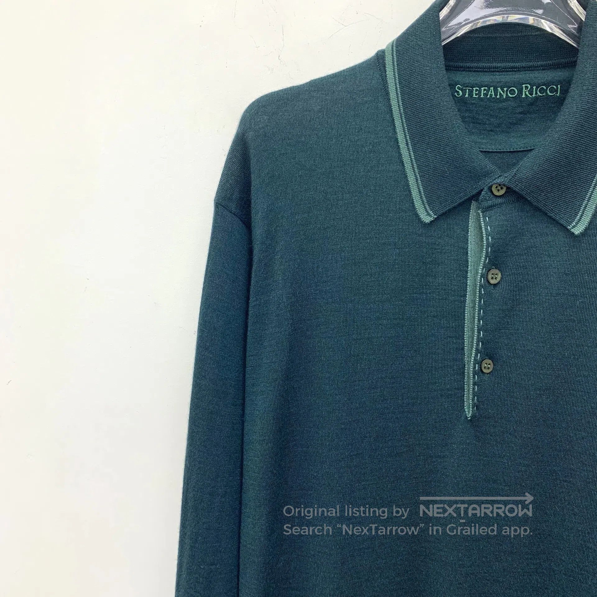 Stefano Ricci Stefano Ricci Dark green letter embroidery cashmere polo n Size US XXL / EU 58 / 5 - 3 Thumbnail