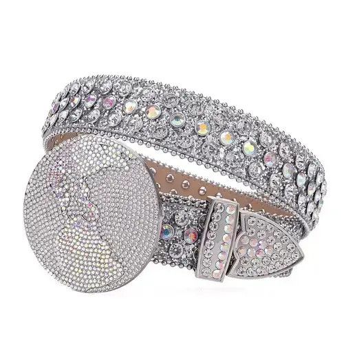 VIBE Rhinestone Luxury Crystal Studded Pin Buckle Belt🔥🔥🔥 Size ONE SIZE - 3 Thumbnail
