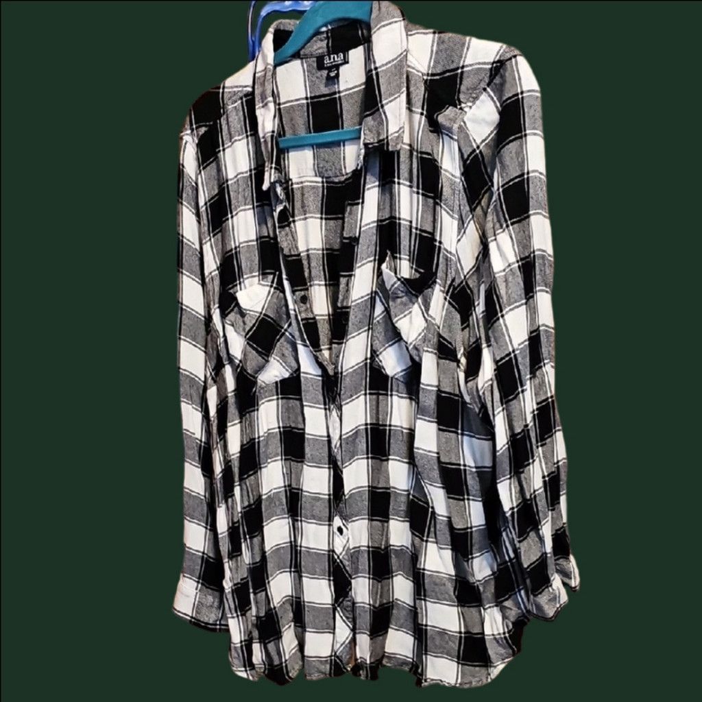 Other a.n.a Monochrome Plaid Shirt Size 3XL / US 20-22 - 1 Thumbnail