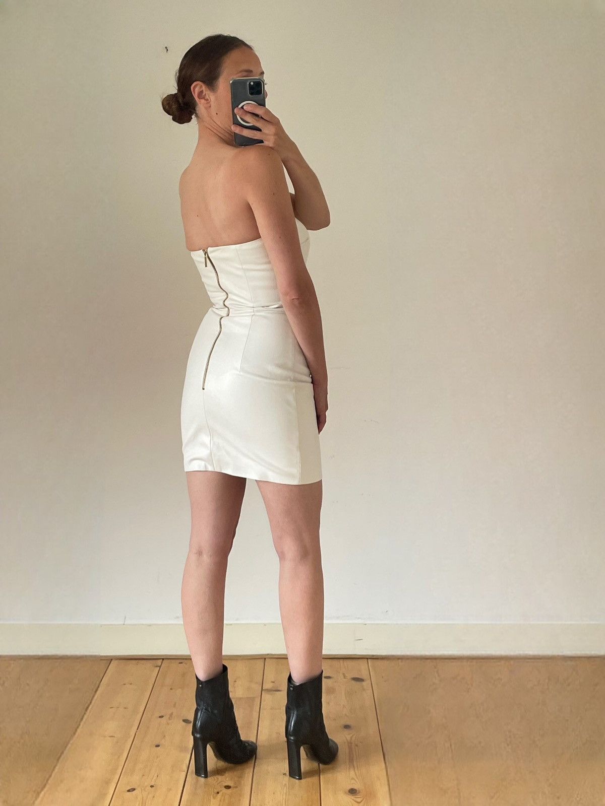 Other Jan Moore Maison Faux Leather Strapless Mini Dress RRP €265 Size XS / US 0-2 / IT 36-38 - 3 Thumbnail