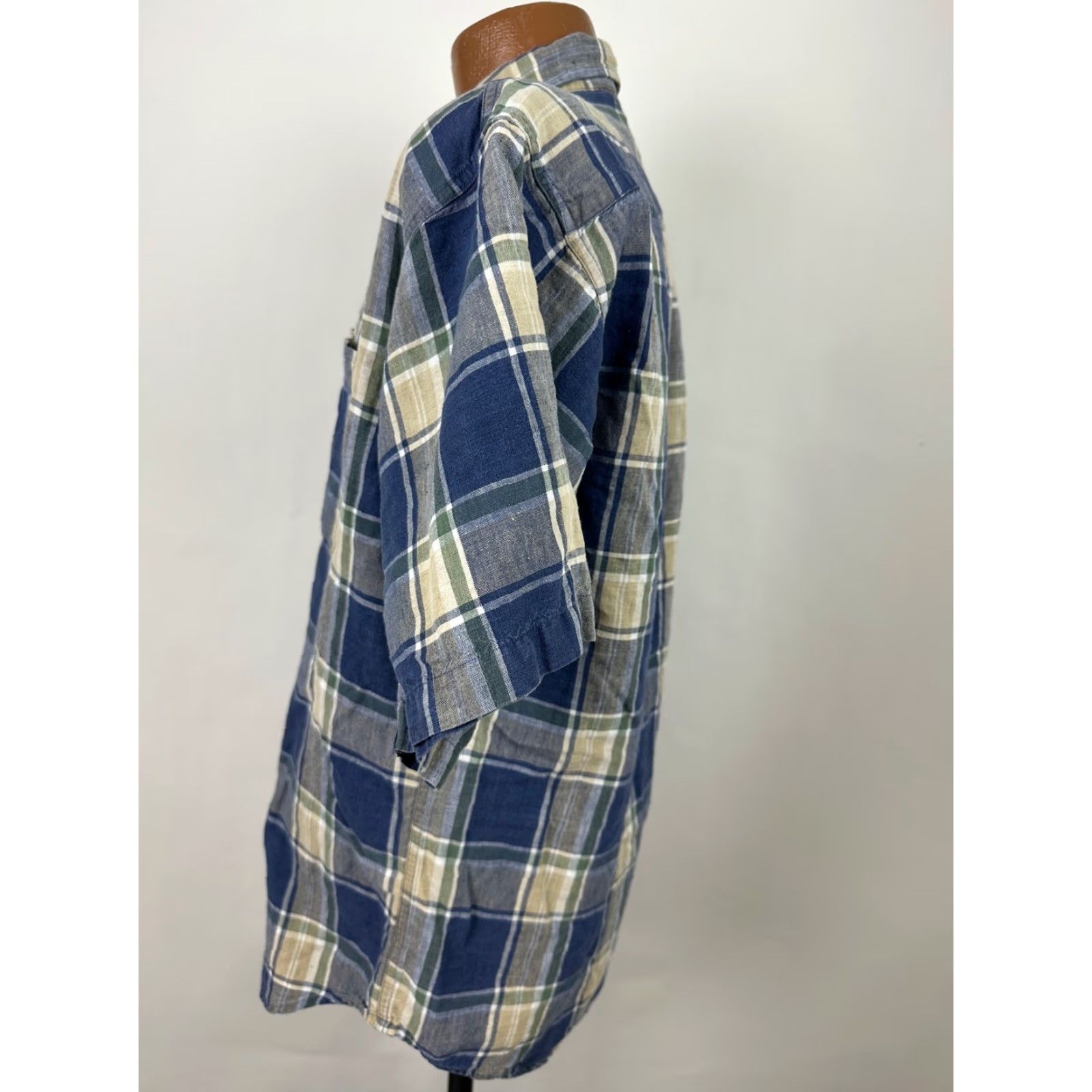 Vintage VINTAGE INC International Concepts Linen Blend Shirt Men M Plaid Button Down Size US M / EU 48-50 / 2 - 7 Thumbnail
