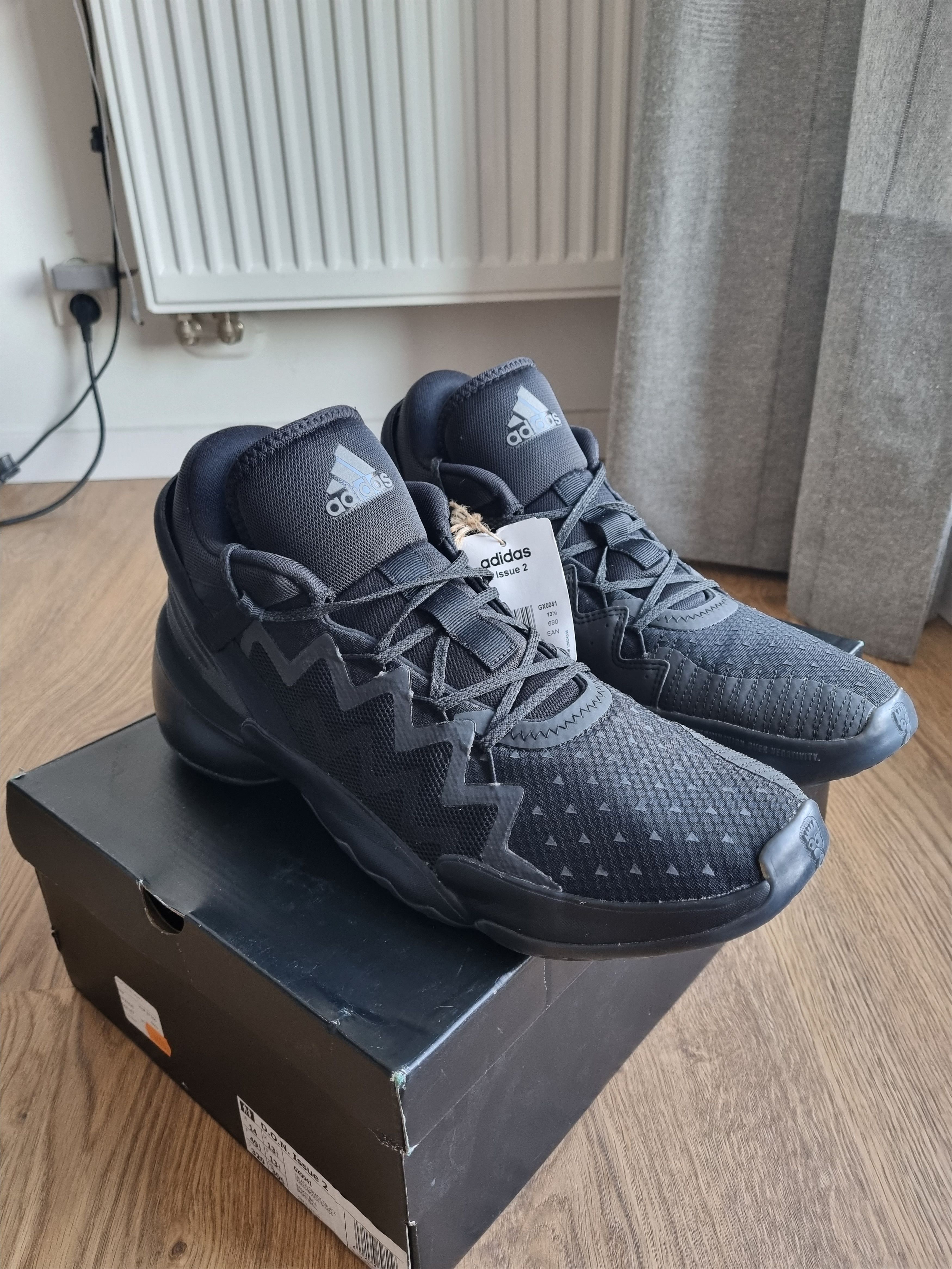 image of Adidas D.o.n. Issue 2 Pharrell Human Race Triple Black Shoes, Men's (Size 14)