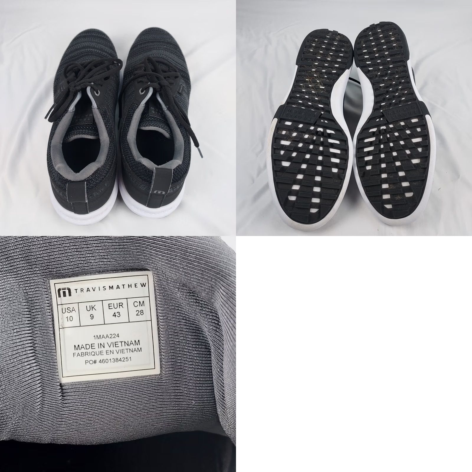 TravisMathew TravisMathew Mens 10 Knit Sneakers Black Grey Lace Up Casual Walking Sneaker Mens Shoes Shoes? Size US 10 / EU 43 - 8 Thumbnail