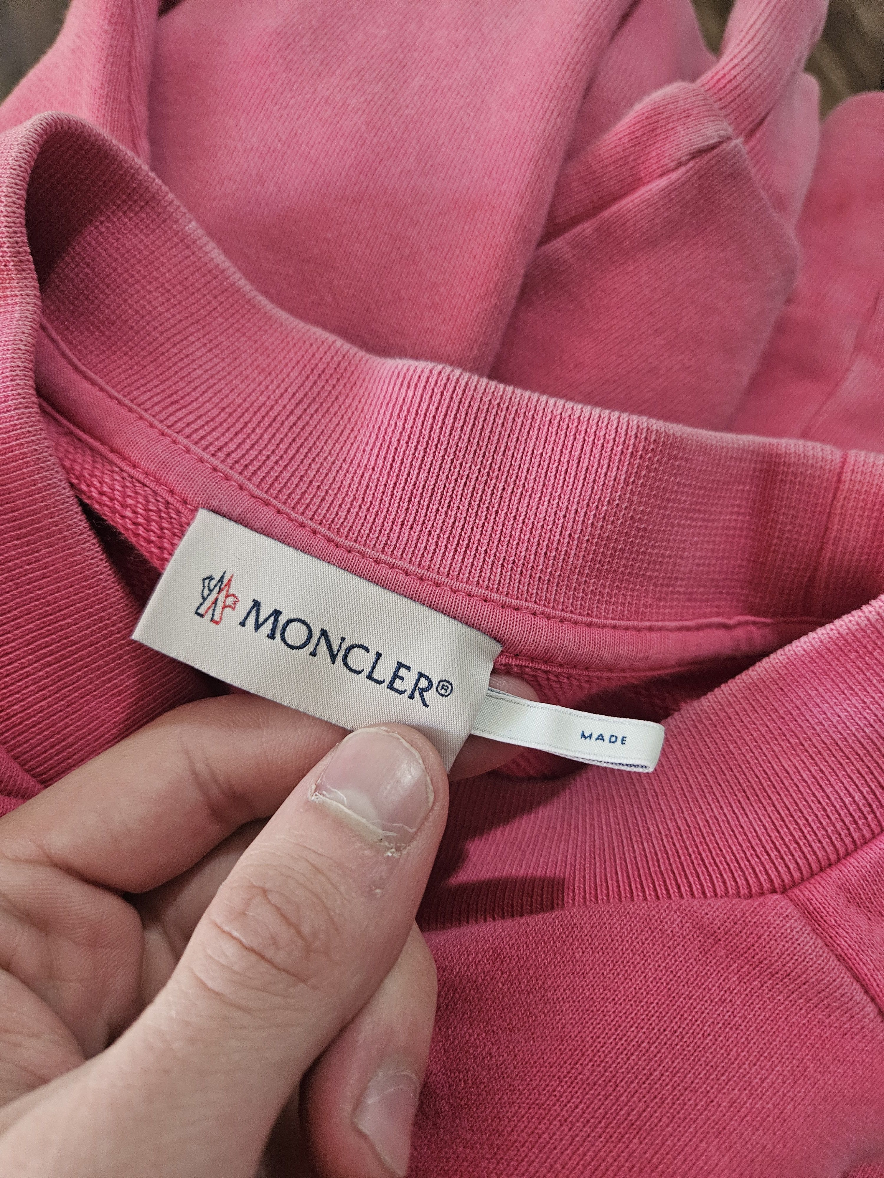 Moncler Pink Logo Tape Crewneck Sweater Size US S / EU 44-46 / 1 - 6 Thumbnail