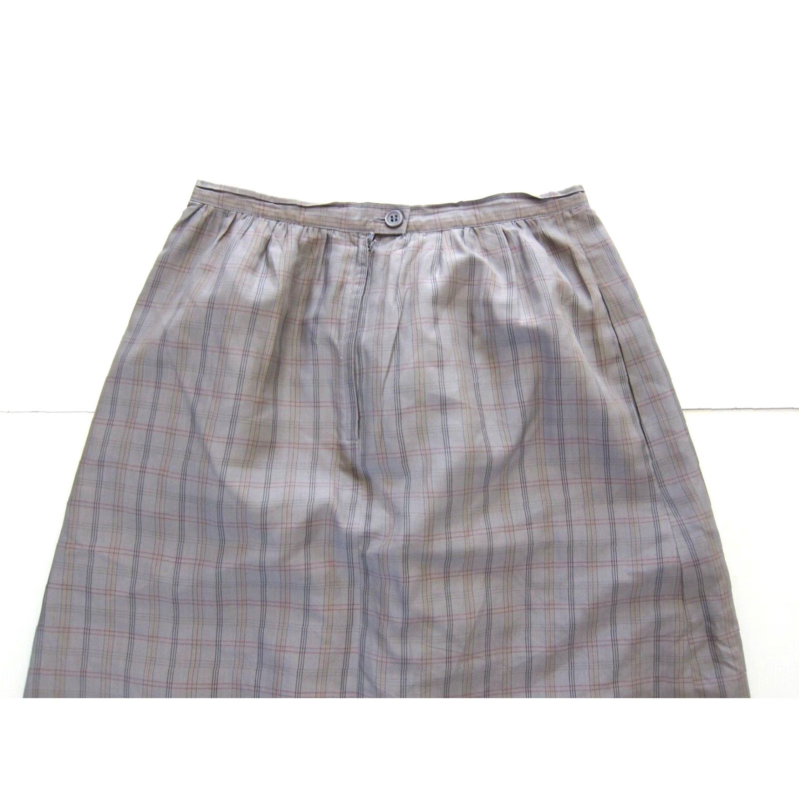 Jones New York VINTAGE Jones New York 100% Silk Grey Yellow Plaid Pocket Midi Maxi Skirt XS Size 26" / US 2 / IT 38 - 5 Thumbnail