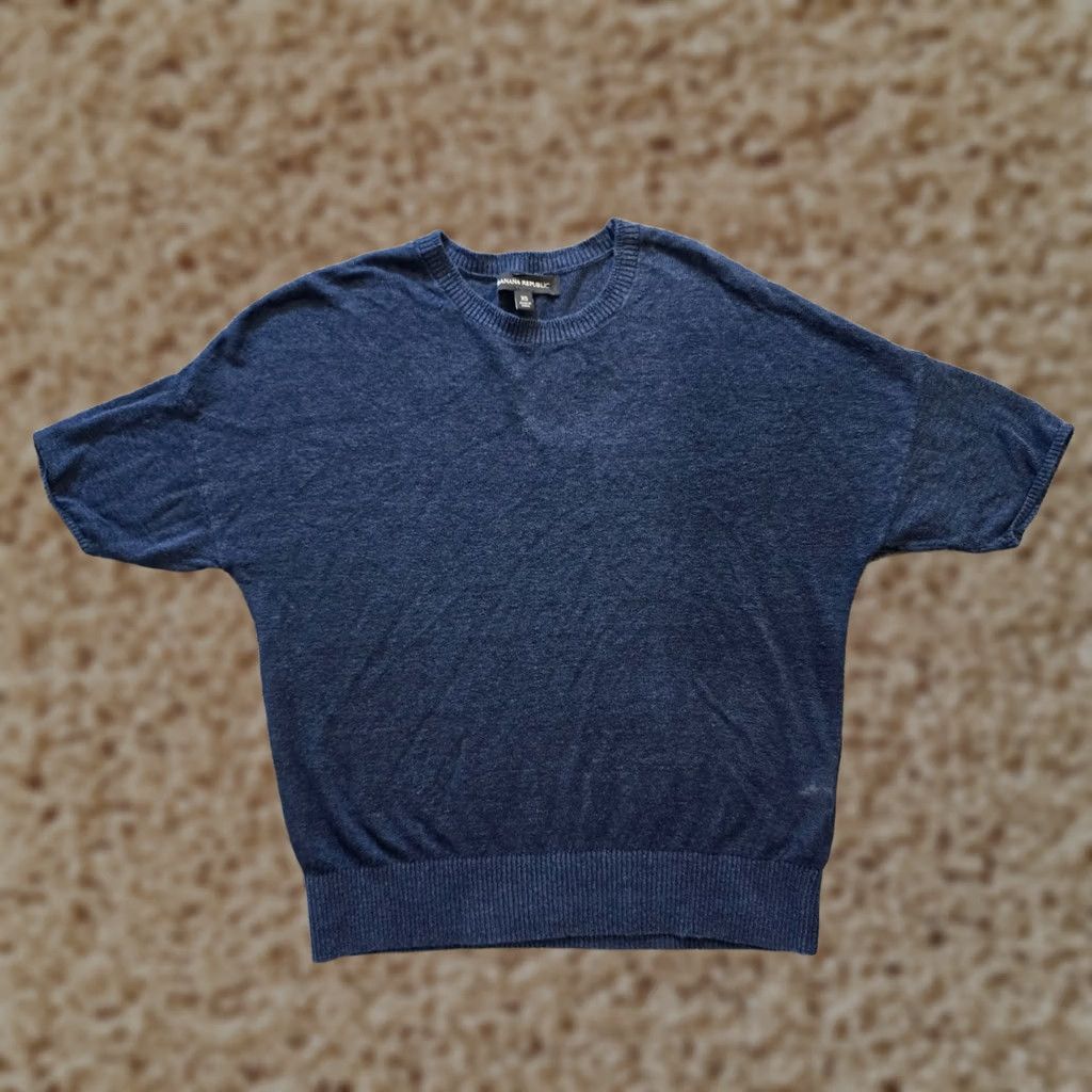 Banana Republic Banana Republic Sweater Women XS Blue Linen Blend Short Sleeve Pullover Knit Round Neck Casual Capsole (Capsule) Size XS / US 0-2 / IT 36-38 - 1 Thumbnail