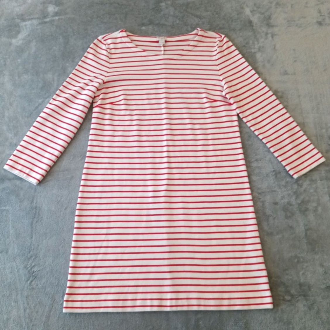 J.Crew J.CREW Shift Dress Small Red Striped Long Sleeve Knee Length Pullover Stretch Size S / US 4 / IT 40 - 2 Thumbnail