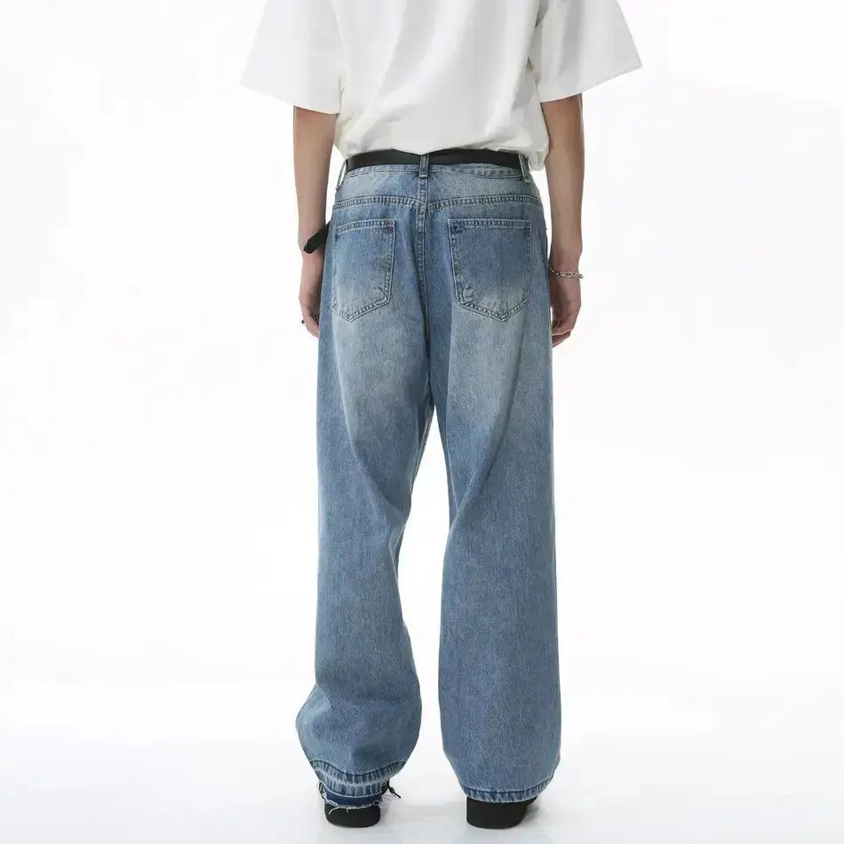 Japanese Brand Retro loose straight leg fringed jeans Size US 32 / EU 48 - 2 Thumbnail