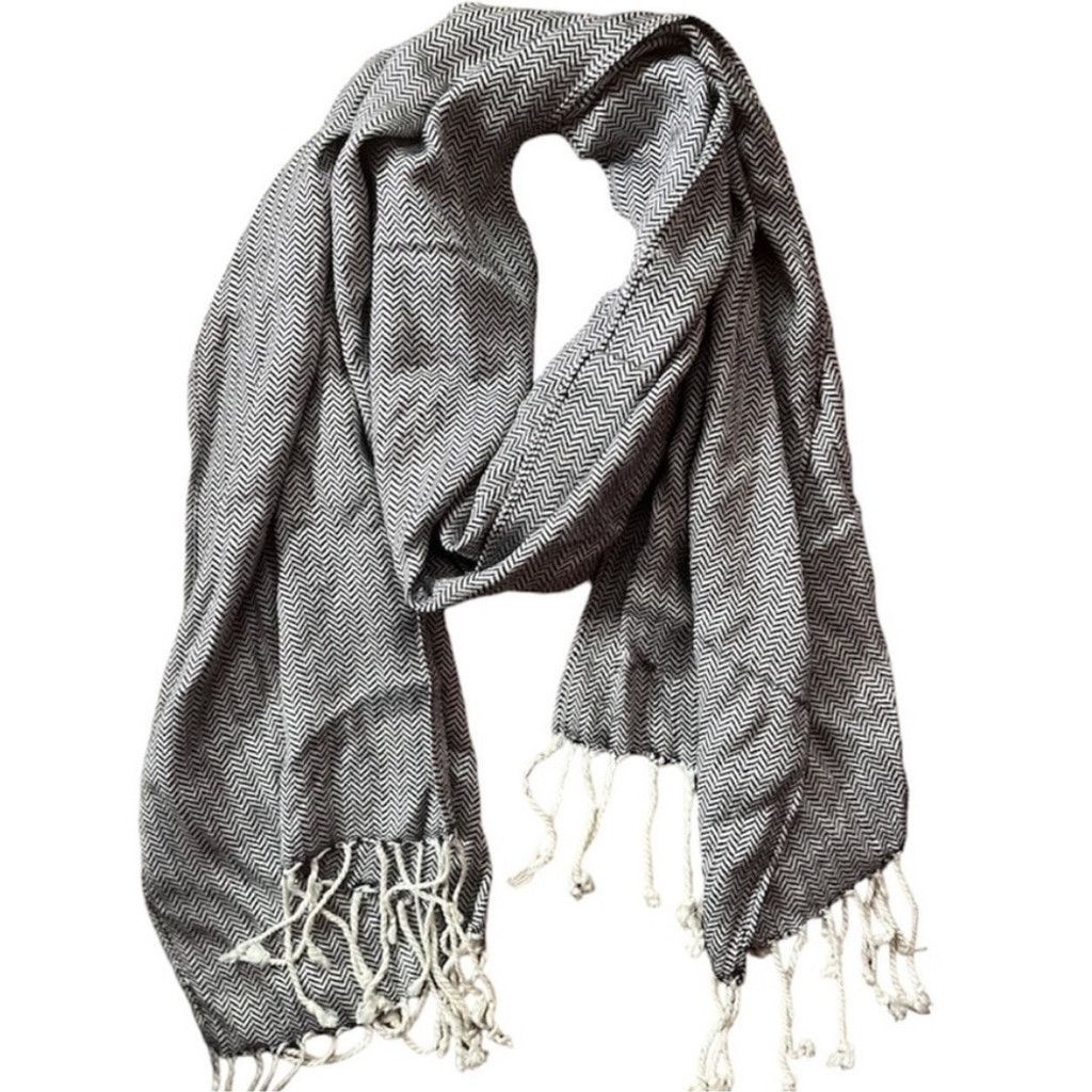 Anne Klein Anne Klein zigzag viscose long tassel scarf Size ONE SIZE - 1 Thumbnail