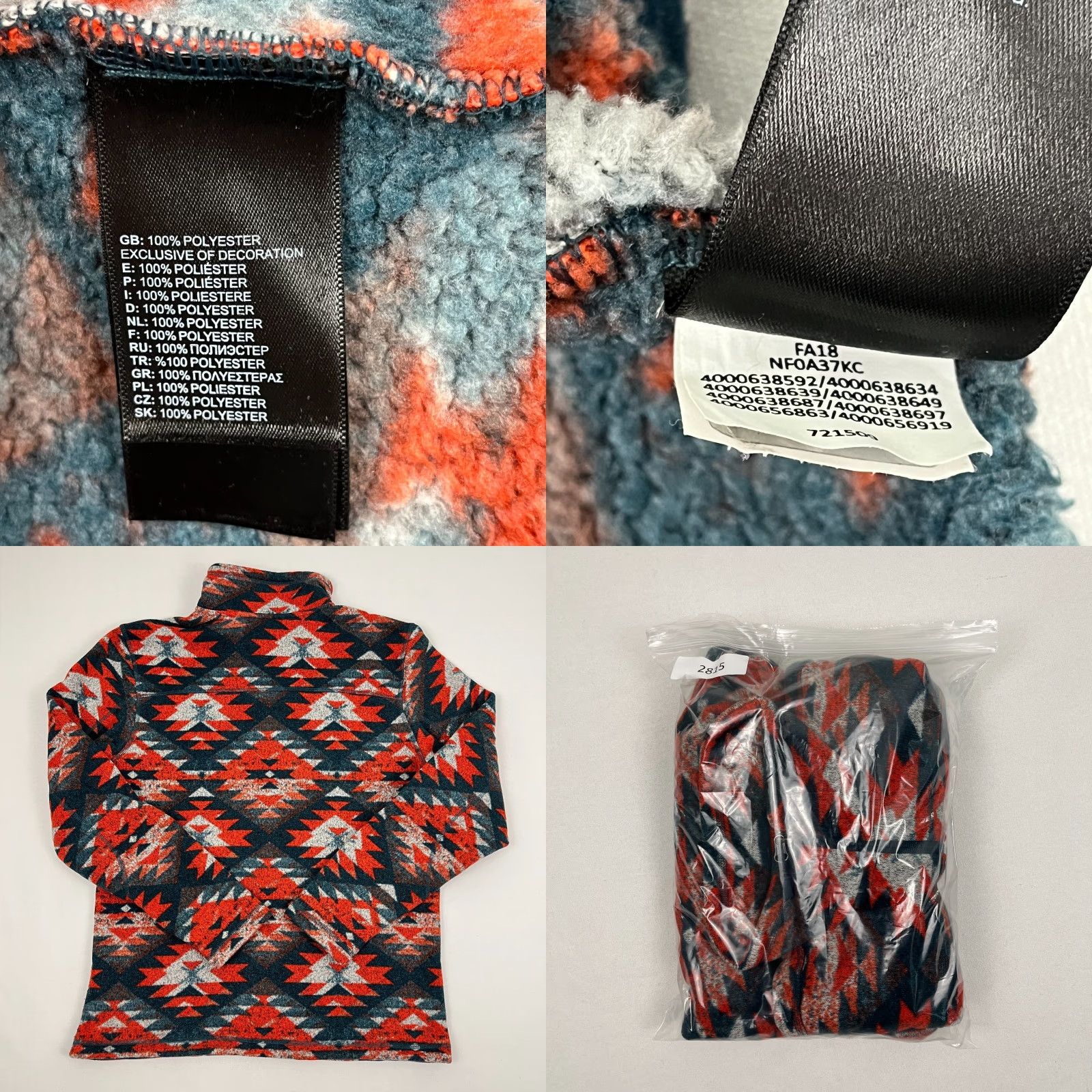 The North Face The North Face Sweater Mens M Aztec Southwestern 1/2 Zip Pullover Fleece Orange Geometric Multicolor Size US M / EU 48-50 / 2 - 8 Thumbnail
