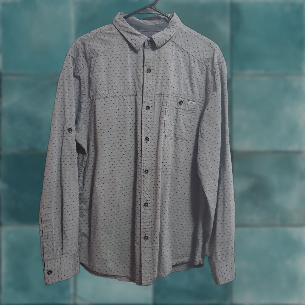 Vintage Rock & Republic Shirt Men L Gray Black Print Button Up Roll Tab Sleeve Casual Size US L / EU 52-54 / 3 - 1 Thumbnail