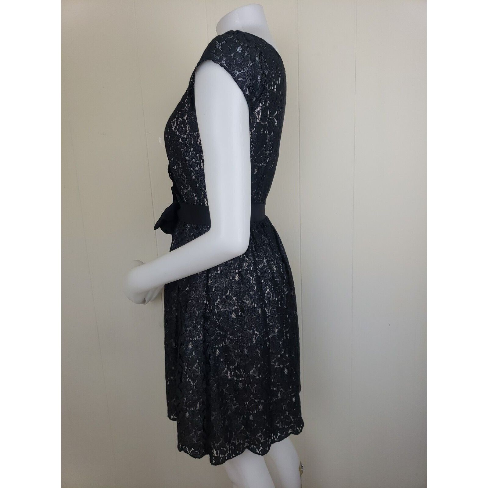 Other Elle New Years Eve Dress Womens Sz 4 Black Shimmer Lace Over Size S / US 4 / IT 40 - 8 Thumbnail