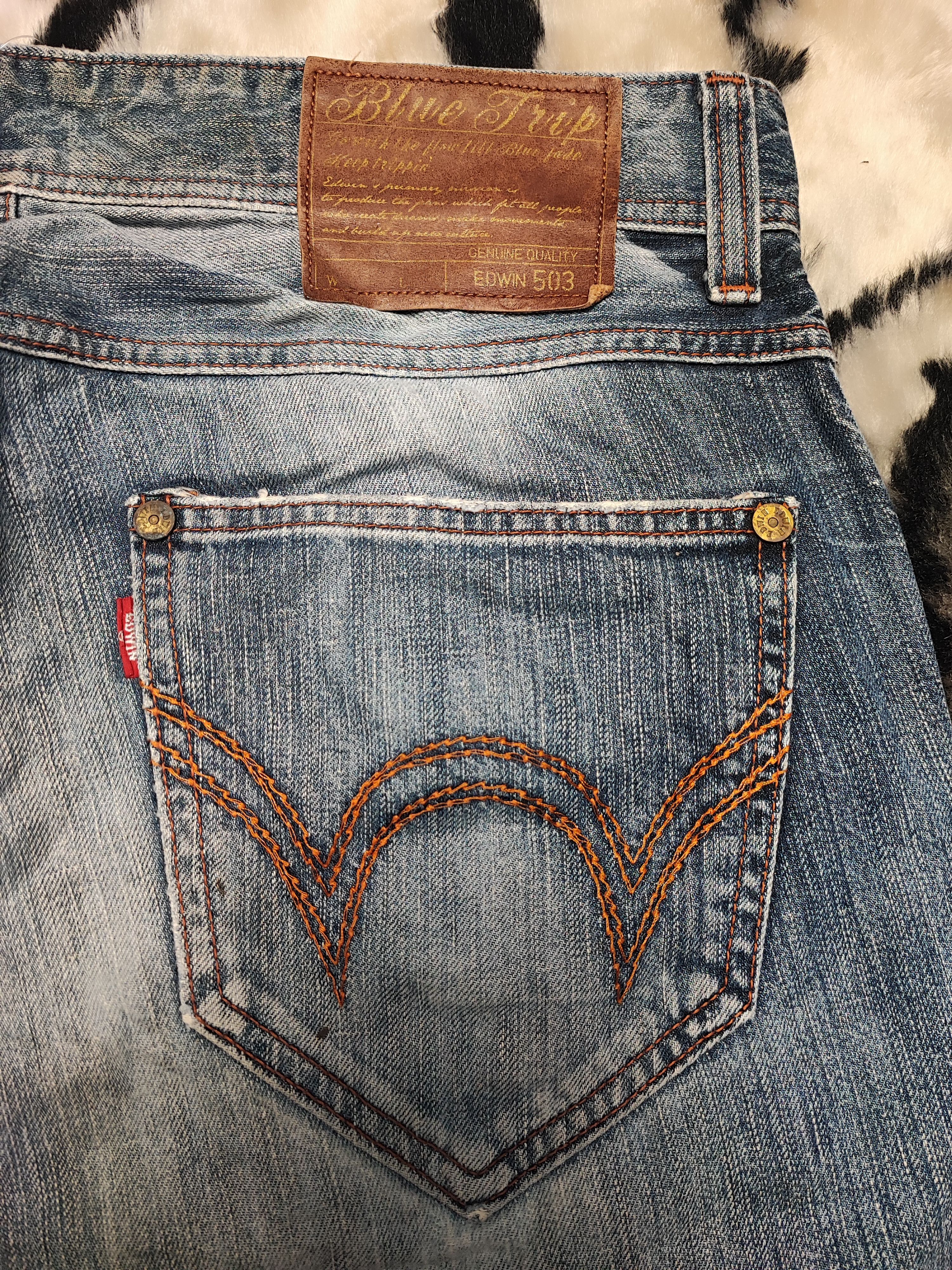 Edwin Edwin 503 Blue Trip Japan Distressed Jeans Size US 33 - 16 Thumbnail