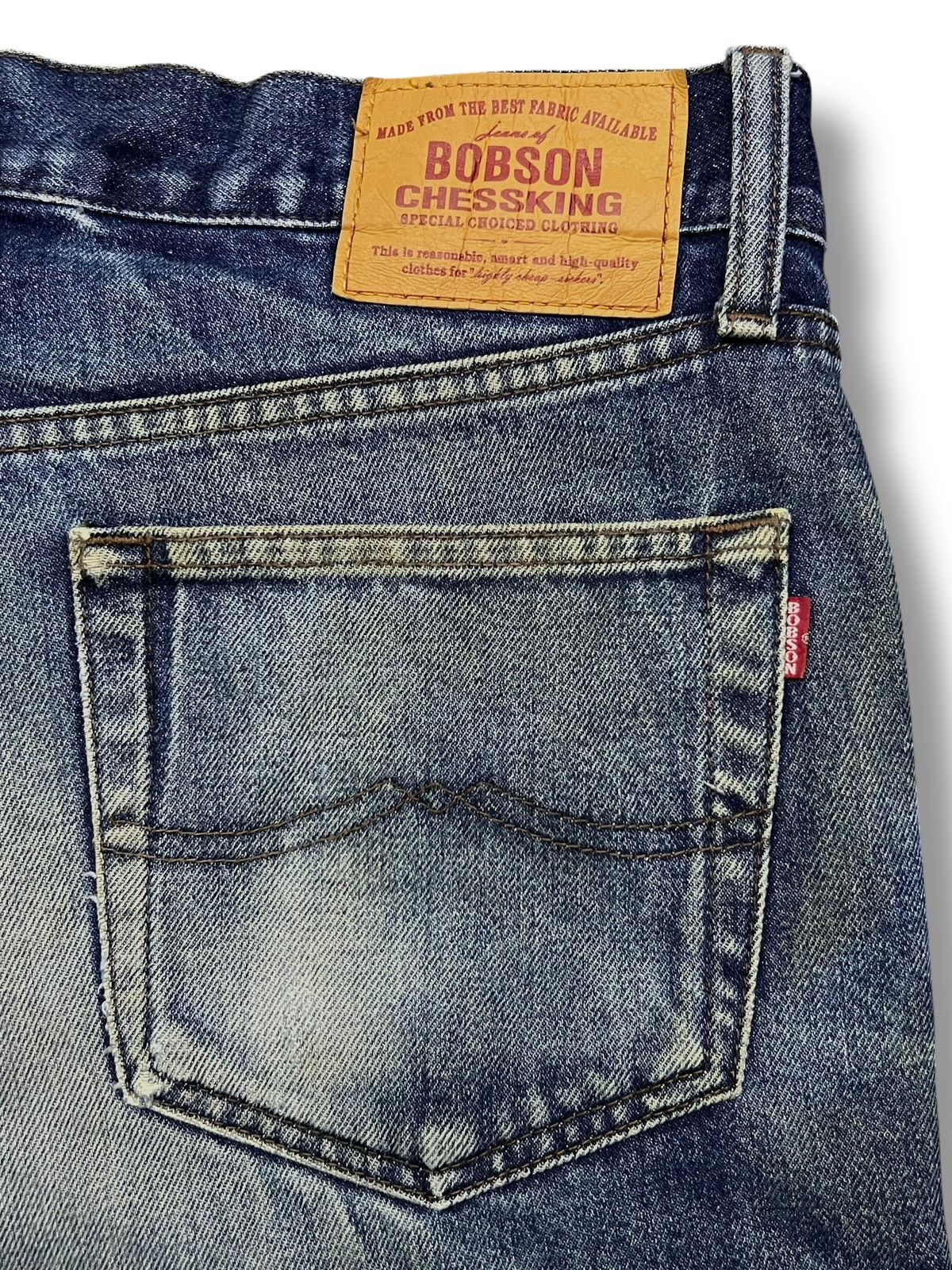 Japanese Brand Vintage Bobson Chessking Japan- Faded Mud Wash, Distressed Size US 33 - 9 Thumbnail