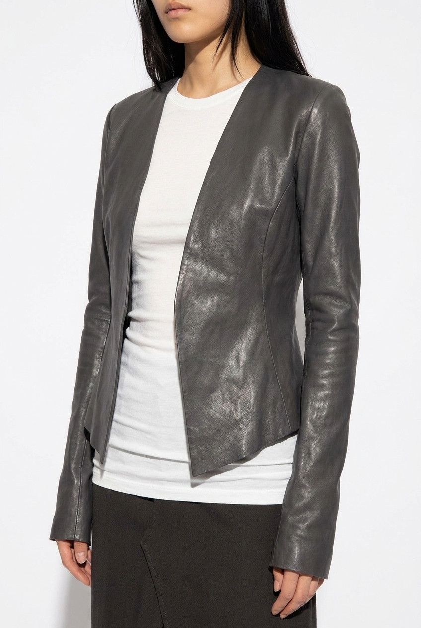 Ovate Leather Jacket Minimal Open Front XS Dark Gray Size XS / US 0-2 / IT 36-38 - 5 Thumbnail