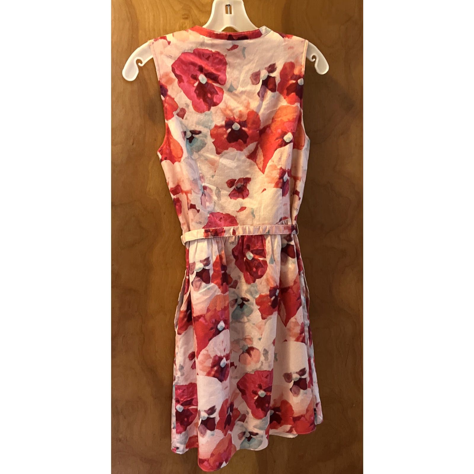 Loft VINTAGE LOFT Dress Size 0 Sleeveless Floral Pink Fuchsia Knee Length 100% Cotton Party/Cocktail Womens Size XS / US 0-2 / IT 36-38 - 8 Thumbnail