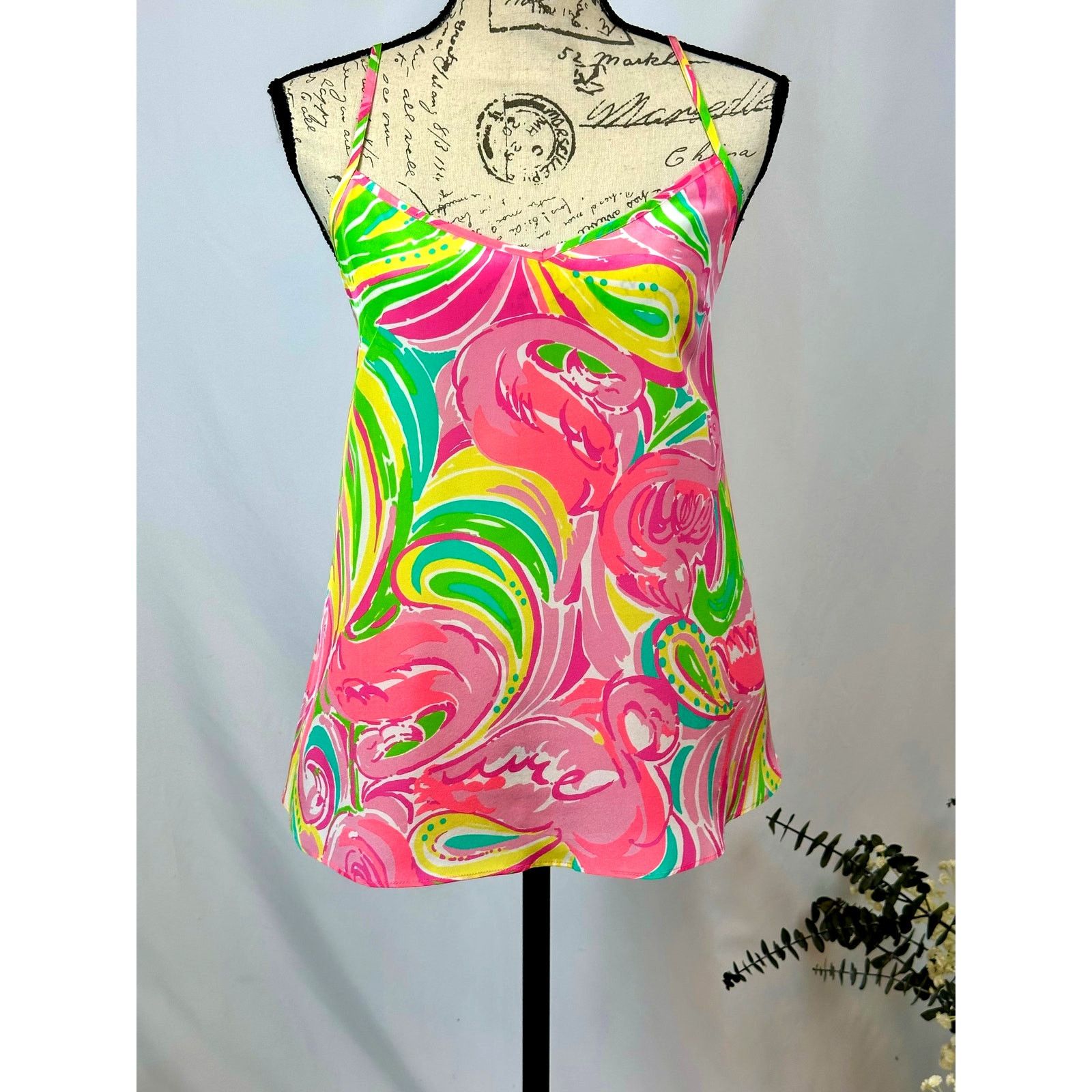 Lilly Pulitzer Lilly Pulitzer Dusk Racer Back Cami 100% Silk Flamingo M Size M / US 6-8 / IT 42-44 - 4 Thumbnail