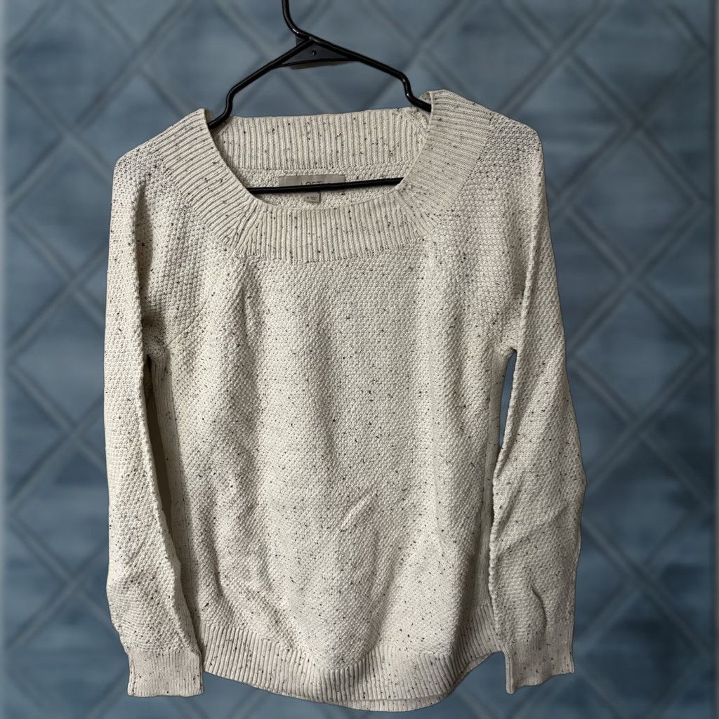 Loft LOFT Womens Pullover Sweater Medium Beige Speckled Knit Long Sleeve Crew Neck Size M / US 6-8 / IT 42-44 - 1 Thumbnail