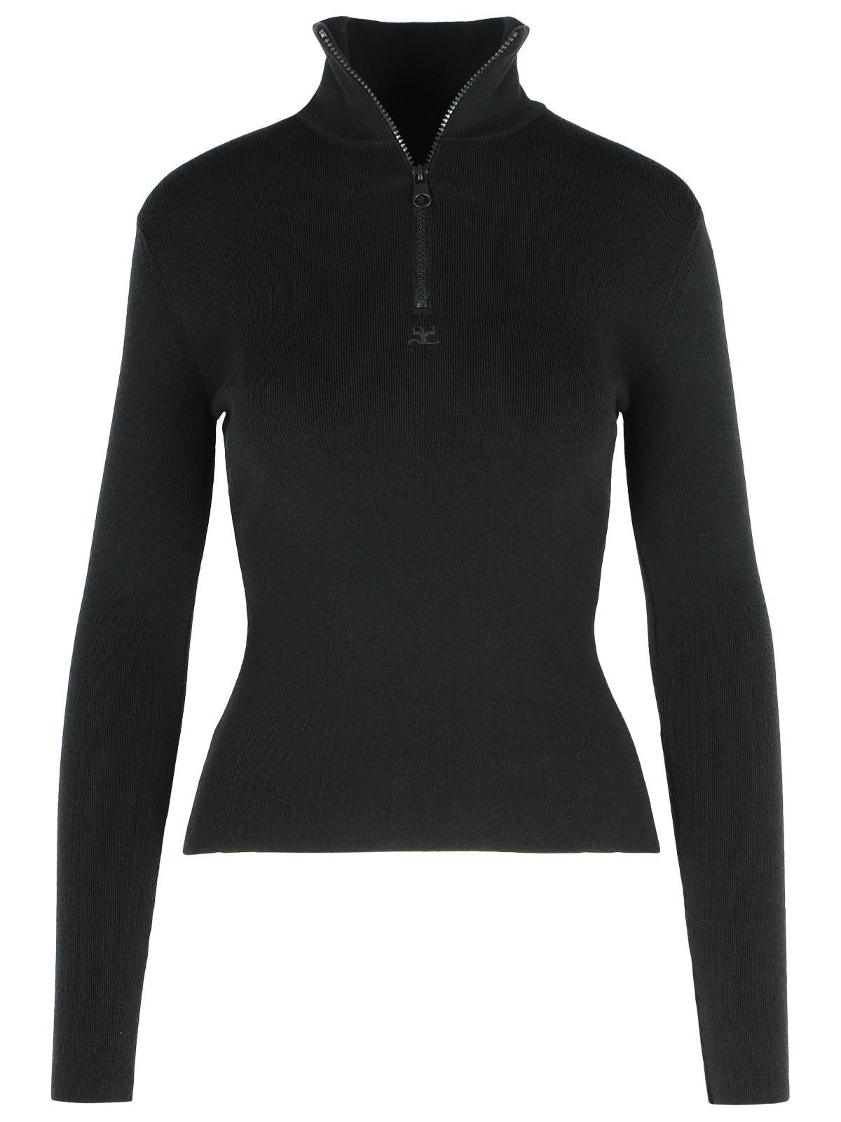 COURREGES Black Merino Wool Sweater