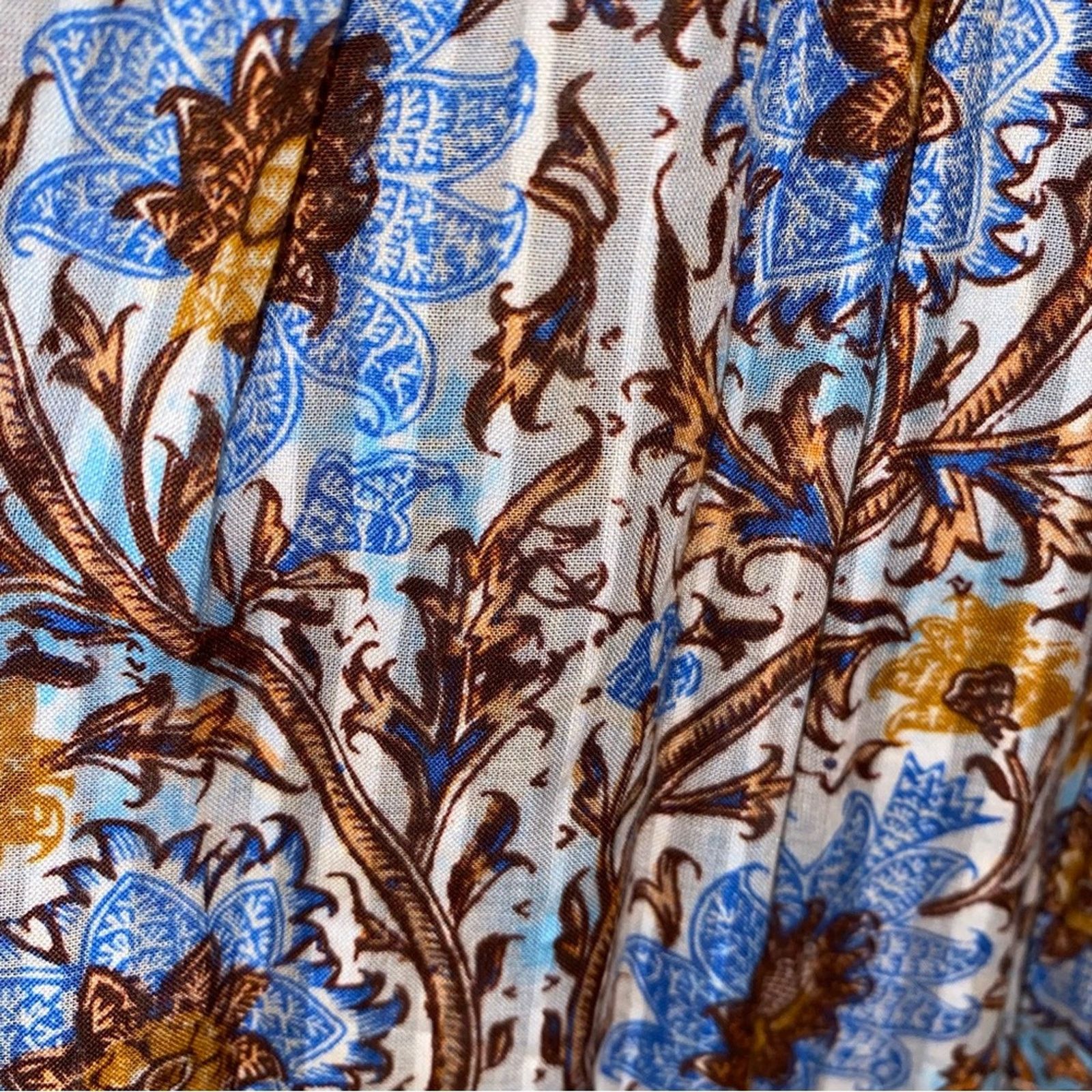 Ulla Johnson ULLA JOHNSON $490 Ilana Dress Caspia Blue Brown Womens 0 Size XS / US 0-2 / IT 36-38 - 8 Thumbnail