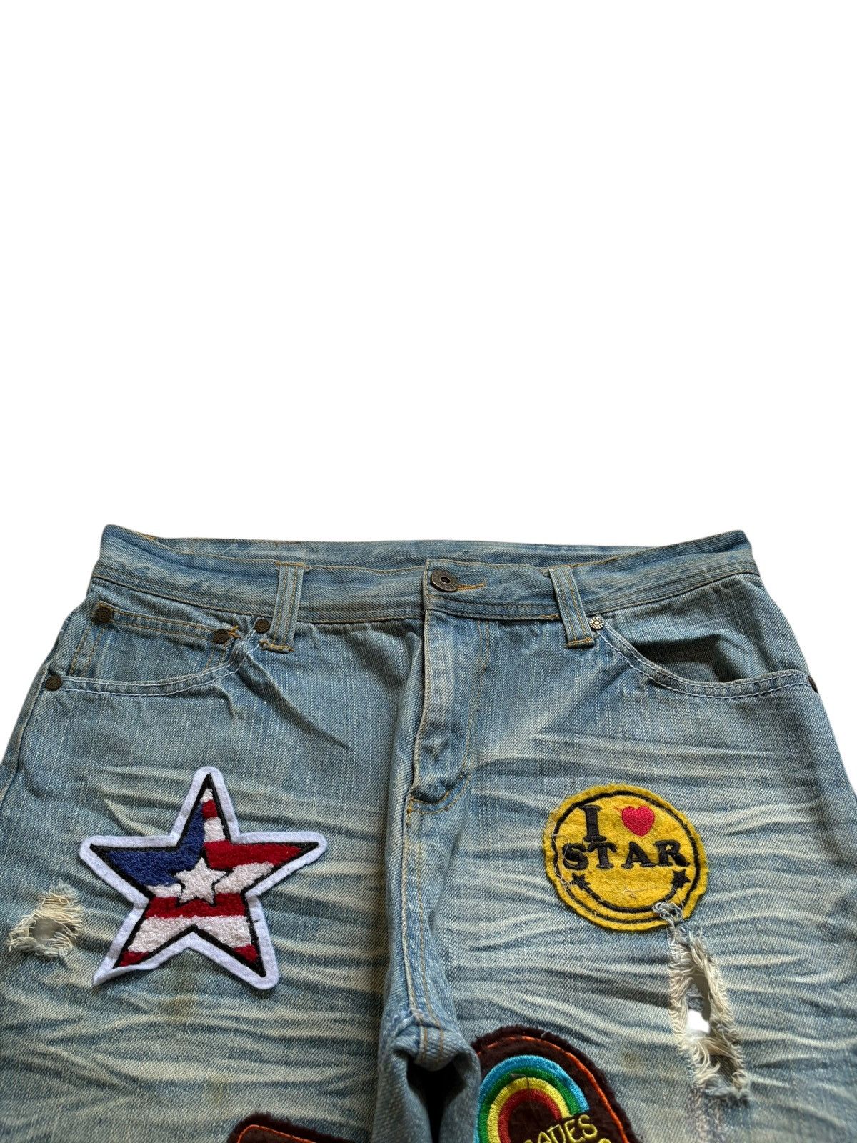 Japanese Brand Vintage Japanese Brand Mud Wash Patch Distress Loose Jeans Size US 34 / EU 50 - 4 Thumbnail
