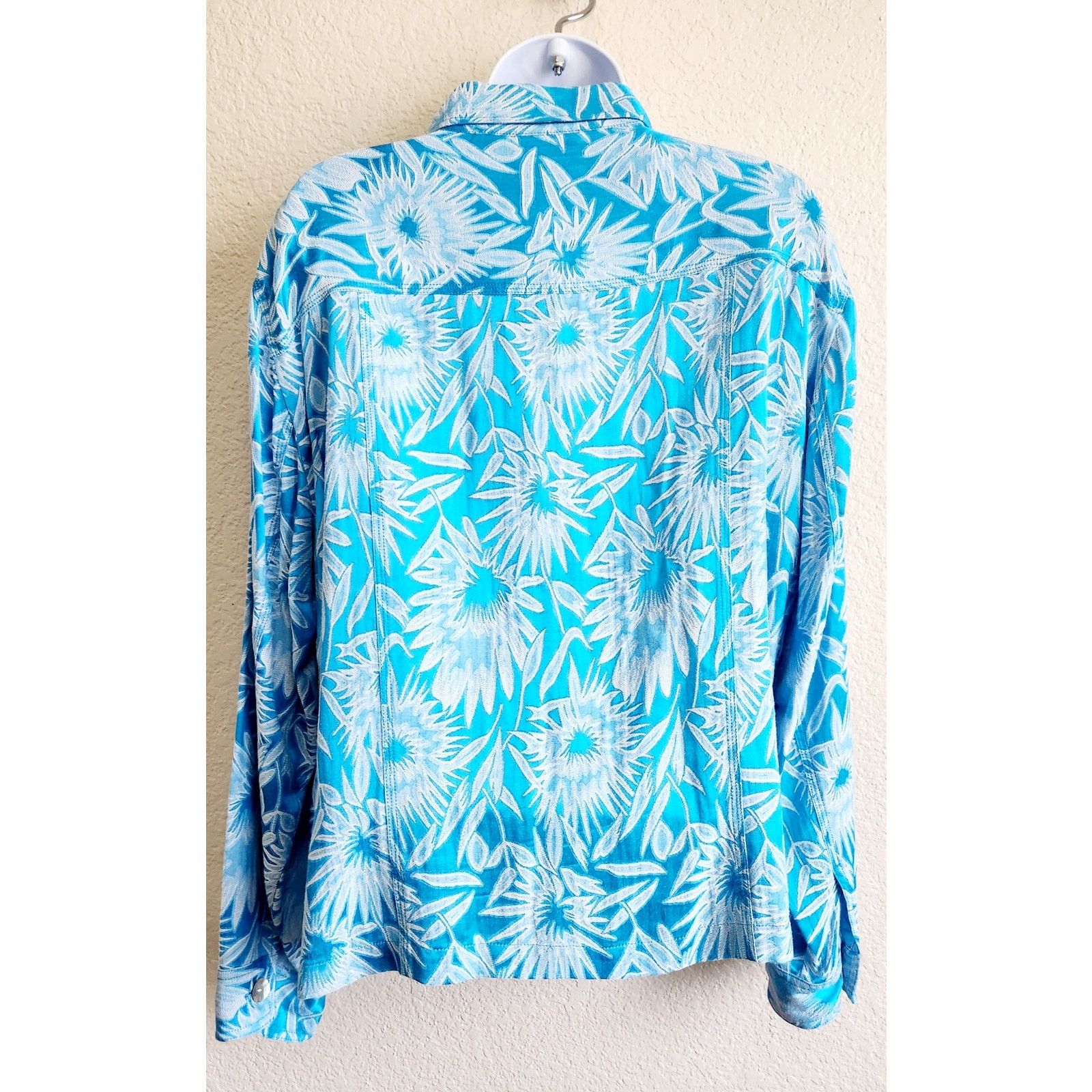 Chicos Chico's Tessa Jacket Turquoise White 2 Large New With Tags Size L / US 10 / IT 46 - 3 Thumbnail