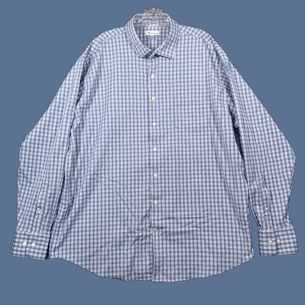Peter Millar Peter Millar Button-Up Long Sleeve Shirt Check Blue 2XL Nylon Spandex Mens Casual Classic Preppy Shirt Size US XXL / EU 58 / 5 - 1 Thumbnail