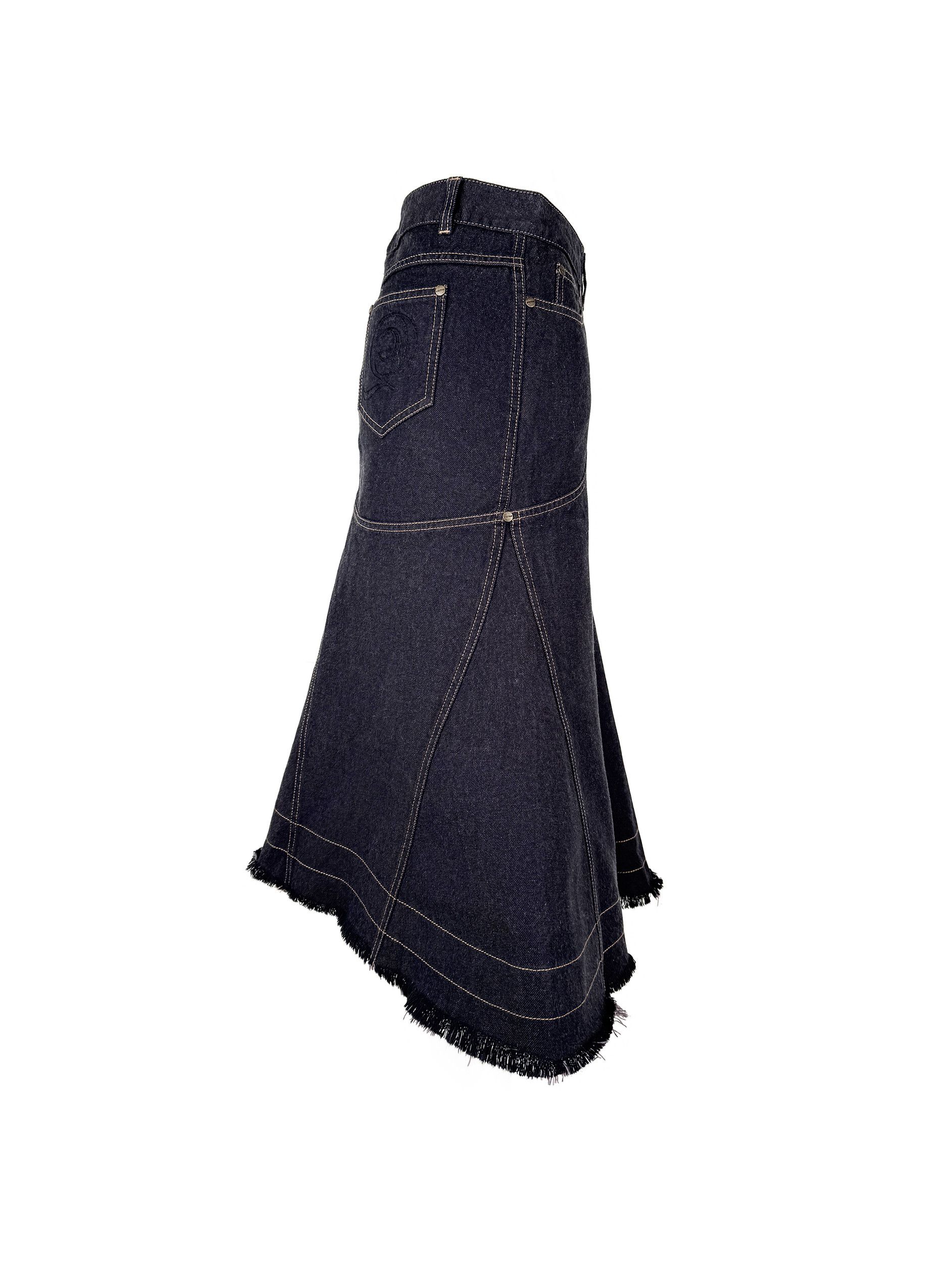 Alexander McQueen Alexander McQueen F/W 2002 Vintage Denim Logo Midi Skirt 44 Size 30" / US 8 / IT 44 - 6 Thumbnail