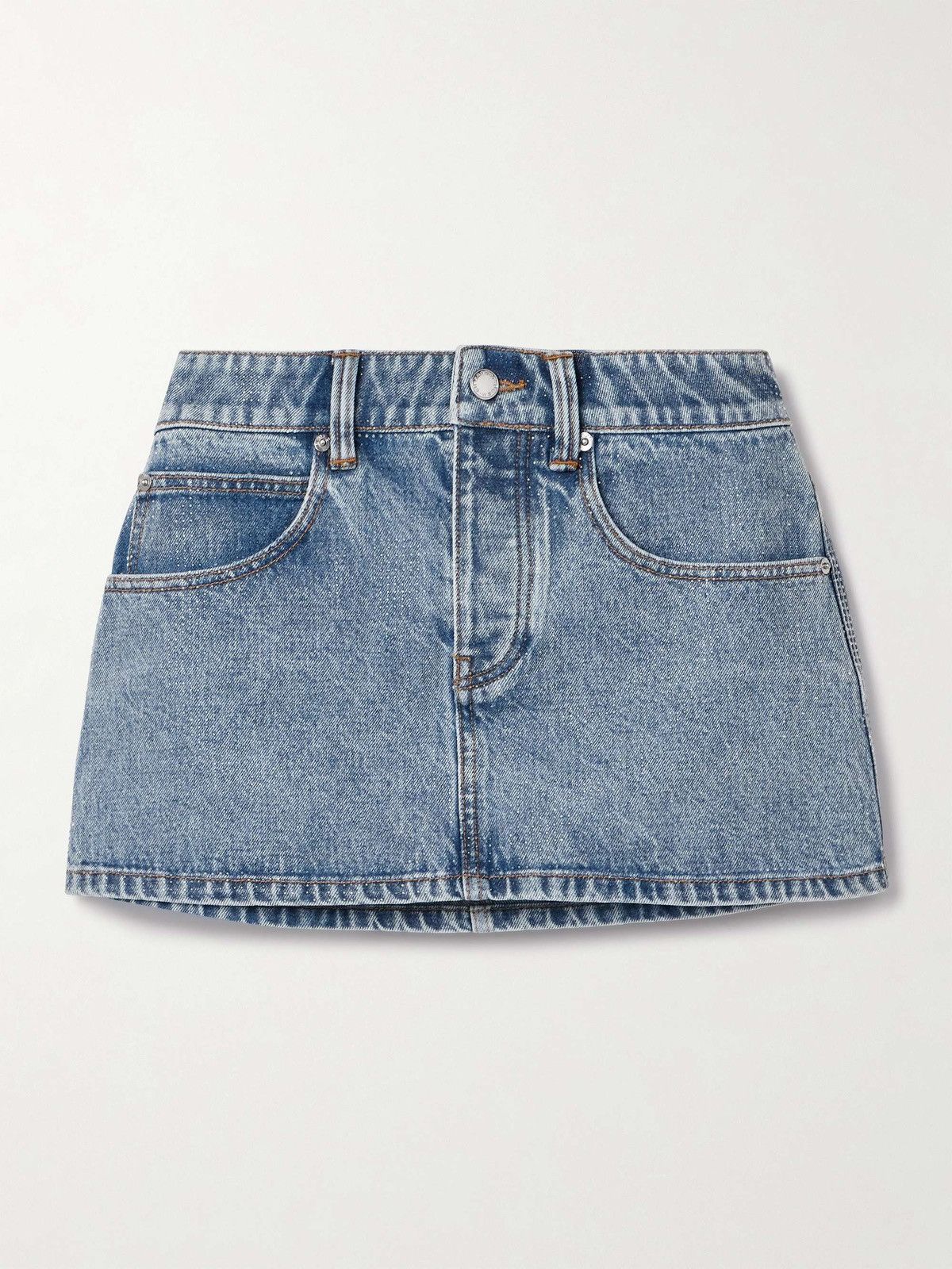Alexander Wang Alexander Wang Crystal Denim Mini Skirt 28 Clear Hotfix Size 28" / US 6 / IT 42 - 1 Thumbnail