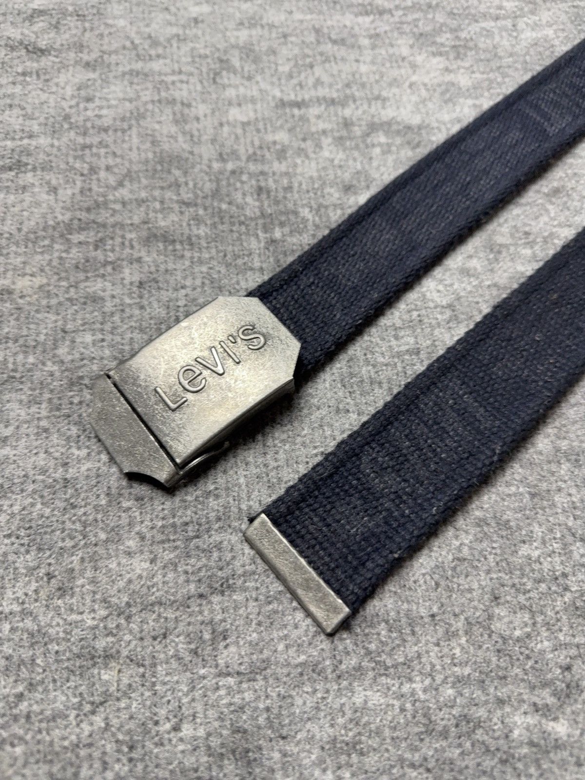 Levi's 00s Y2K Vintage Levi’s Navy Cotton Belt Metal Logo Buckle Size ONE SIZE - 3 Thumbnail