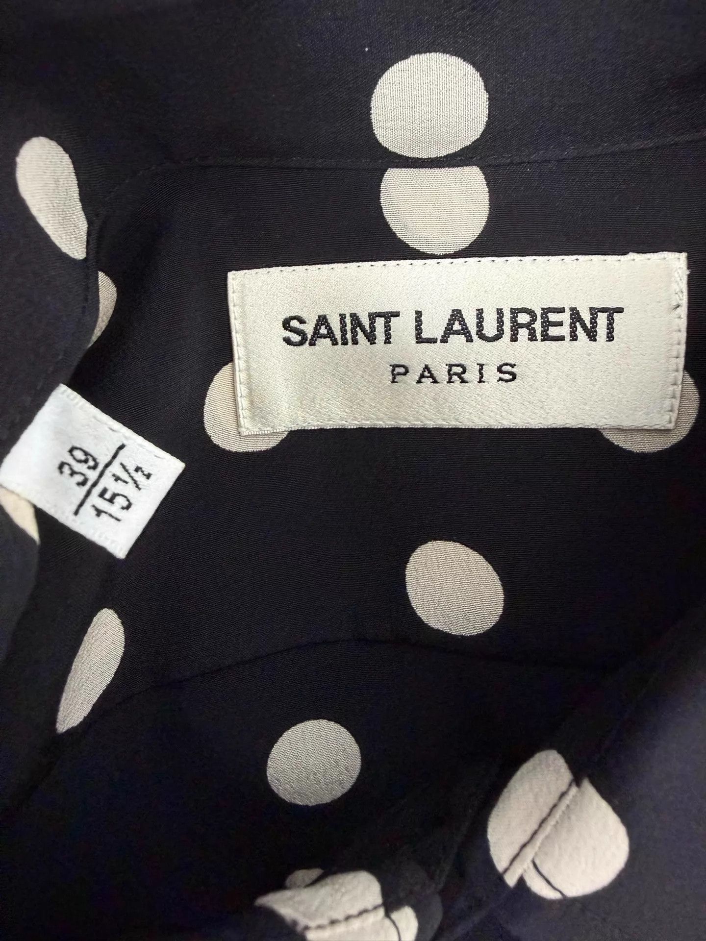 Saint Laurent Paris SLP 15fw Hedi era silk black white polka dot shirt 39 M Size US M / EU 48-50 / 2 - 4 Thumbnail