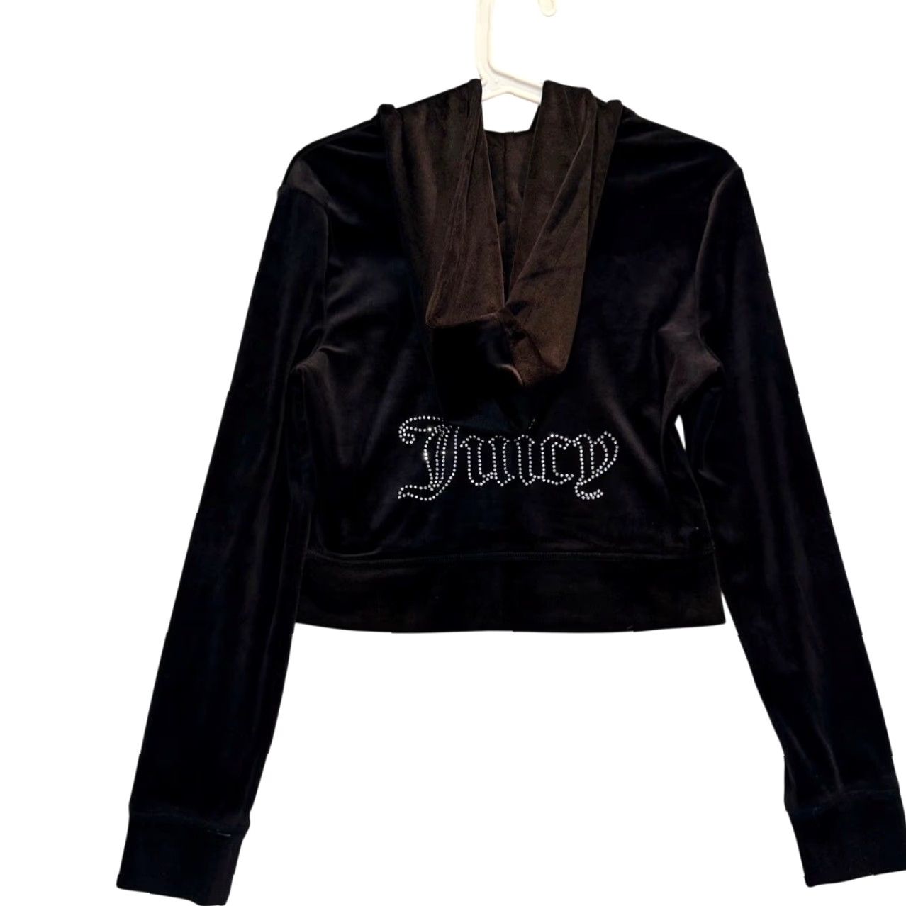 Juicy Couture Juicy Couture Hoodie Womens Small Black Classic Bling Track Velour Rhinestone Size S / US 4 / IT 40 - 2 Thumbnail