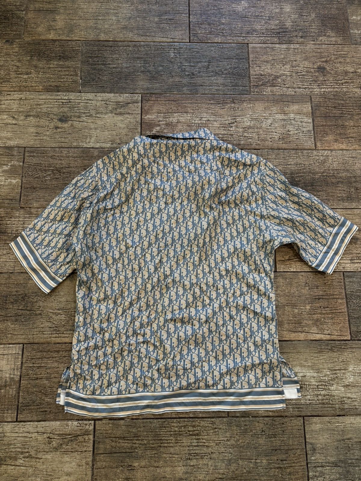 Dior Beige And Blue Oblique Print Button Up Size US L / EU 52-54 / 3 - 2 Thumbnail