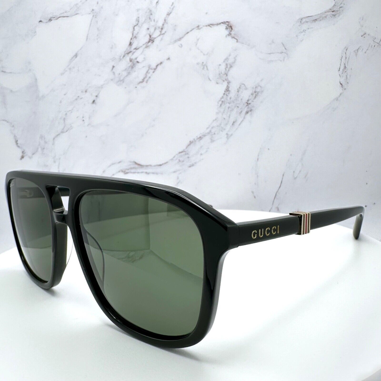 Gucci New Gucci Sunglasses Black Aviator Red Green Gold Logo Size ONE SIZE - 19 Thumbnail