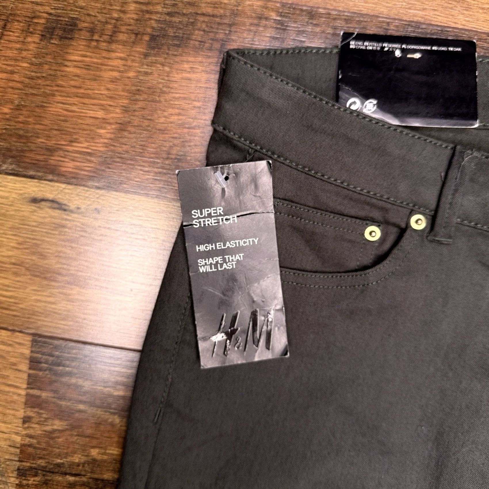 H&M HM Skinny Jeans Womens 8 Green Stretch Denim Zip 5-Pocket City Logo 30.5in Inseam Womens Fit Slim Modern Daywear Size 30" / US 8 / IT 44 - 4 Thumbnail