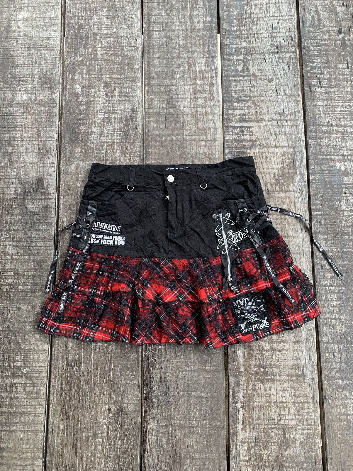 image of Seditionaries Mad Punk Mini Skirt Nice Design in Red, Women's (Size 31)