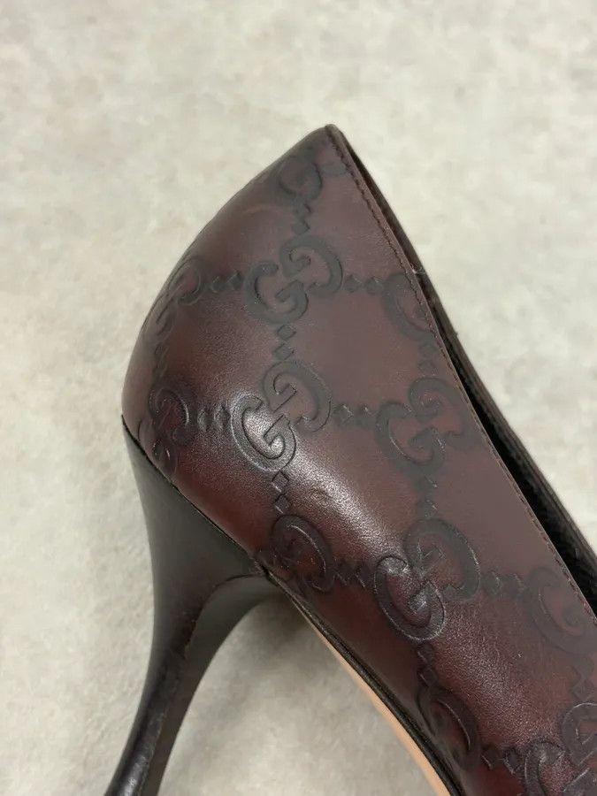 Gucci 2000s Gucci Brown Monogram Leather Heels Size US 6.5 / IT 36.5 - 7 Thumbnail