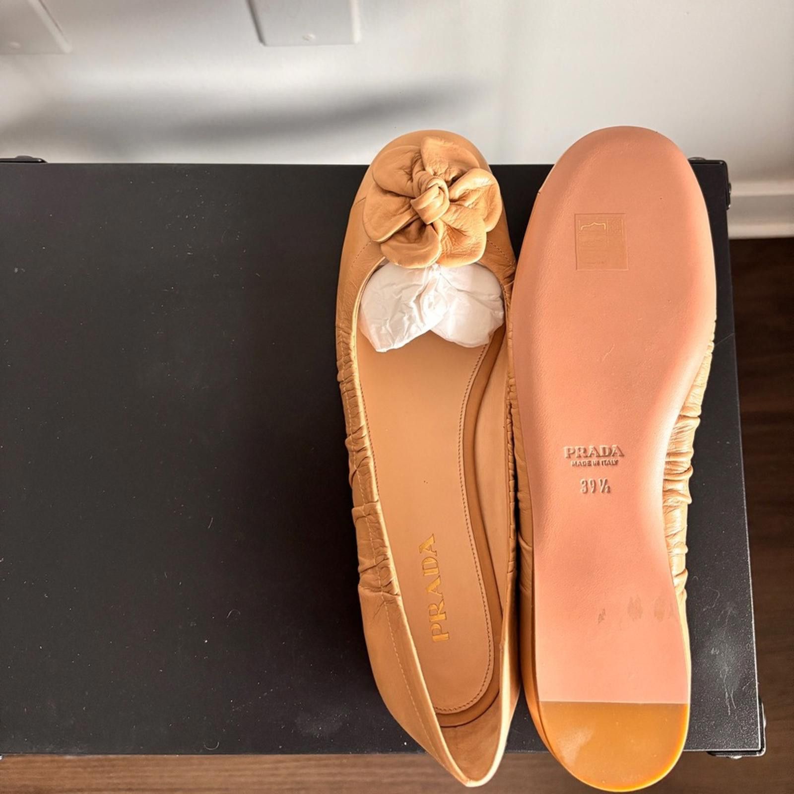 Prada Prada Women's Tan Ballet Flats Size US 9.5 / IT 39.5 - 2 Thumbnail